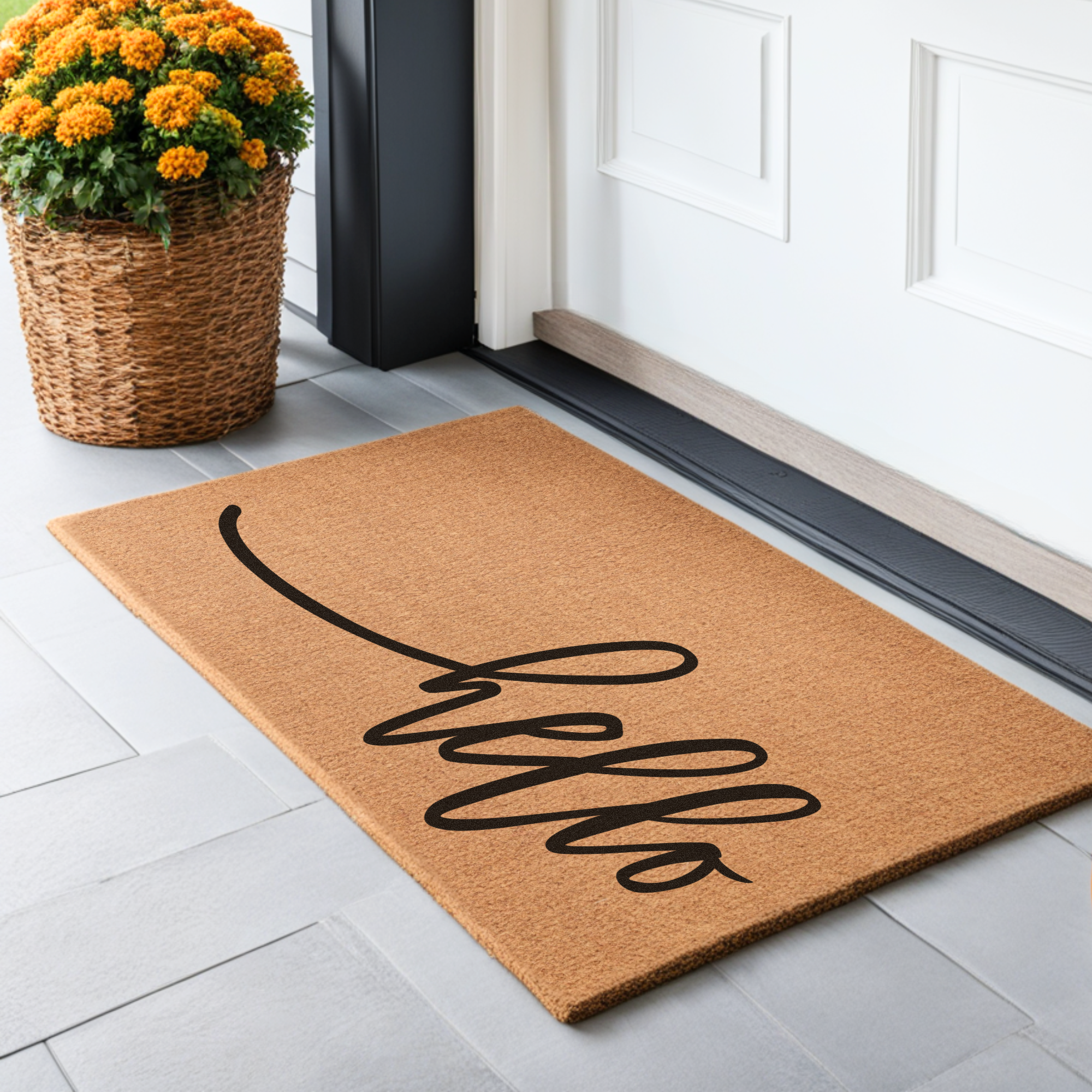 Hello Modern Script Welcome Mat