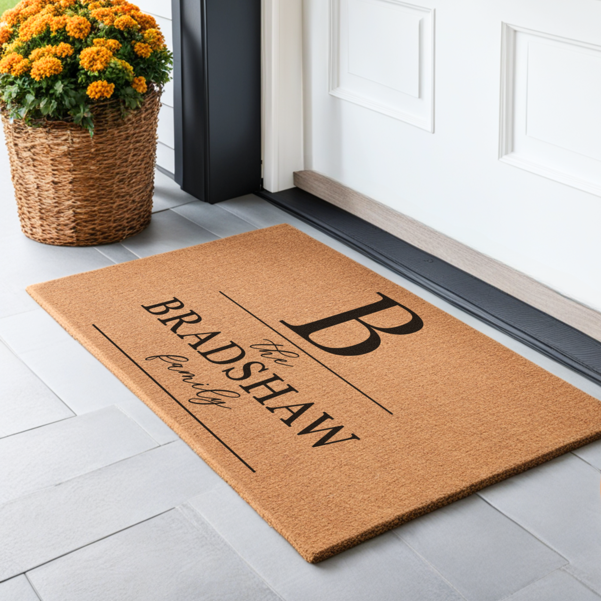Personalized Family Name and Initial Coir Doormat