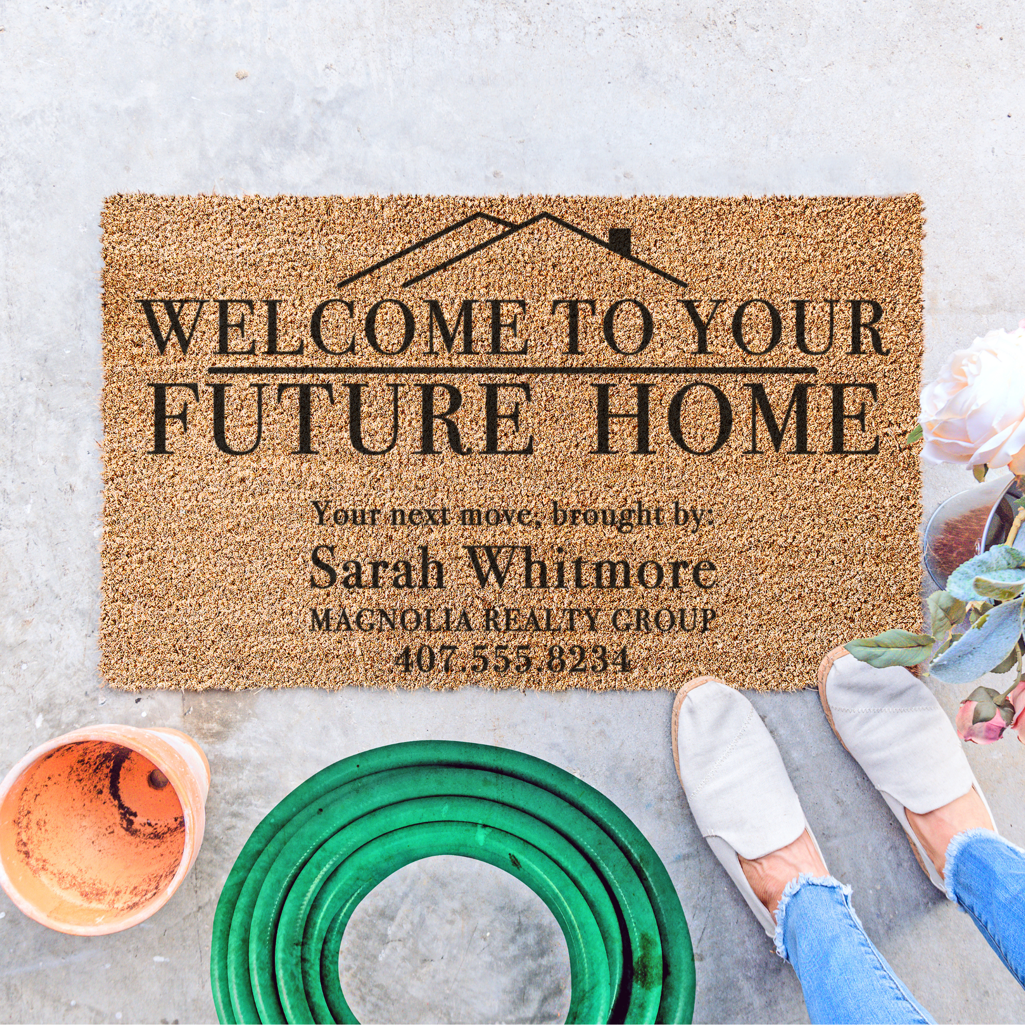 Personalized Real Estate Agent Open House Doormat