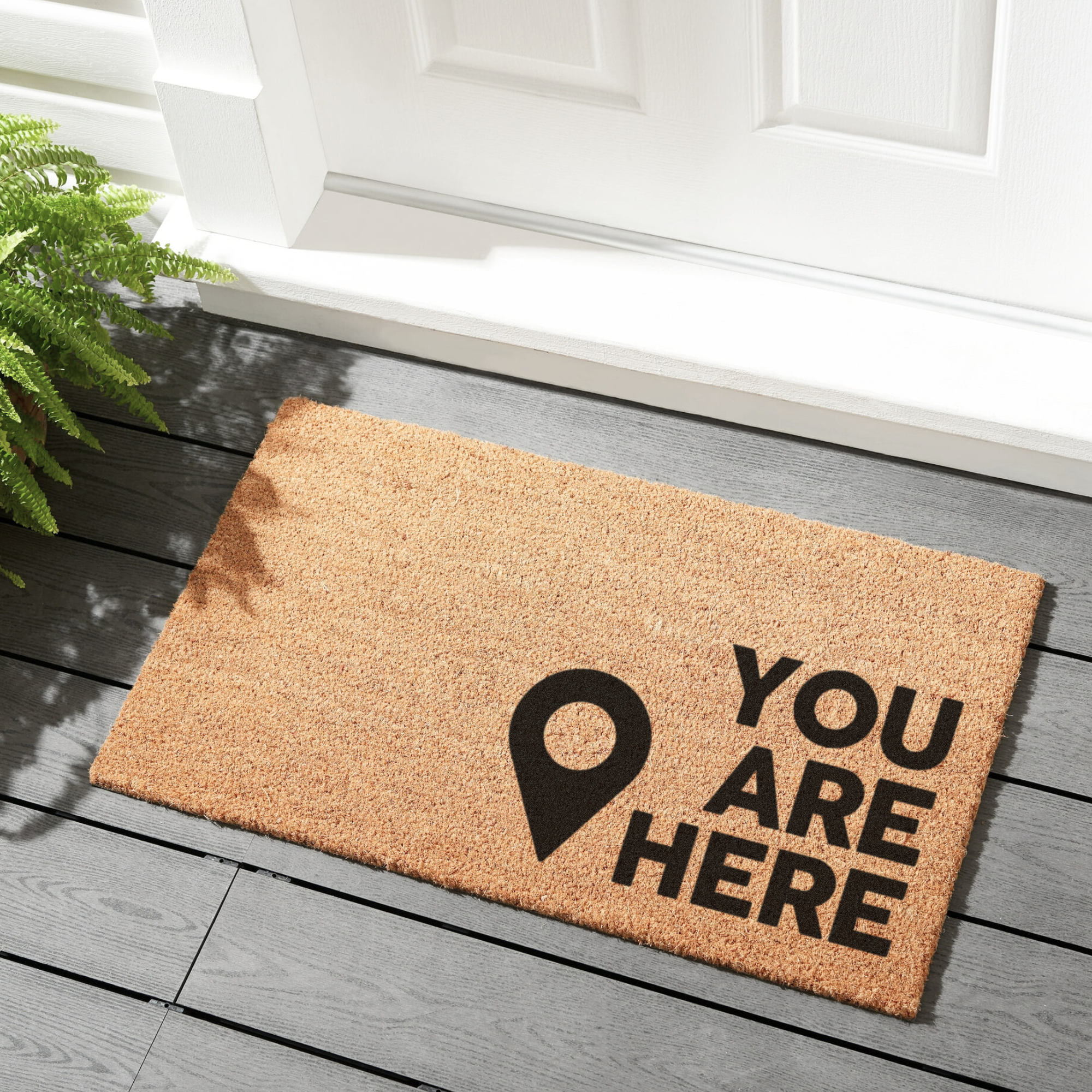 You Are Here Modern Welcome Mat with Location Pin