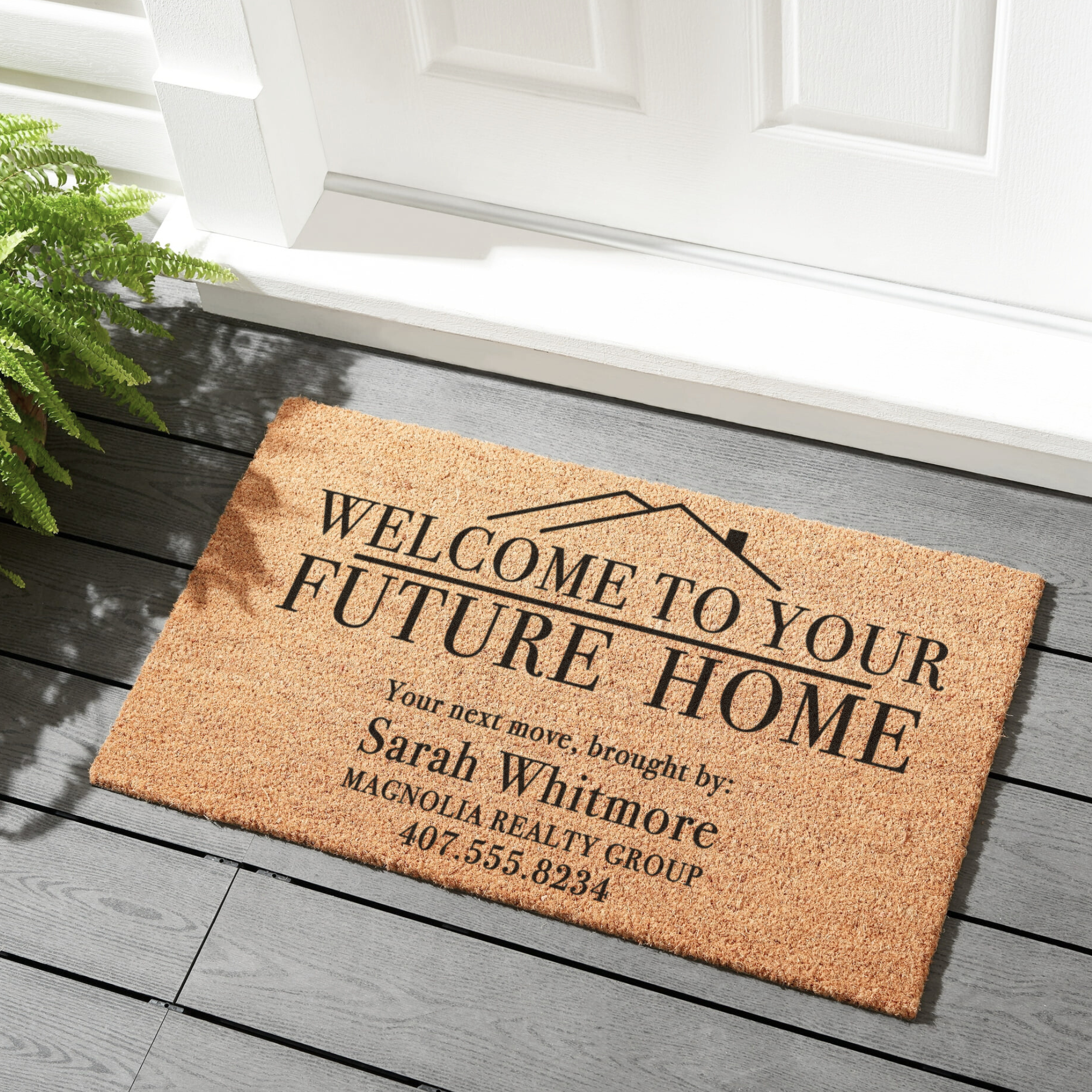 Personalized Real Estate Agent Open House Doormat