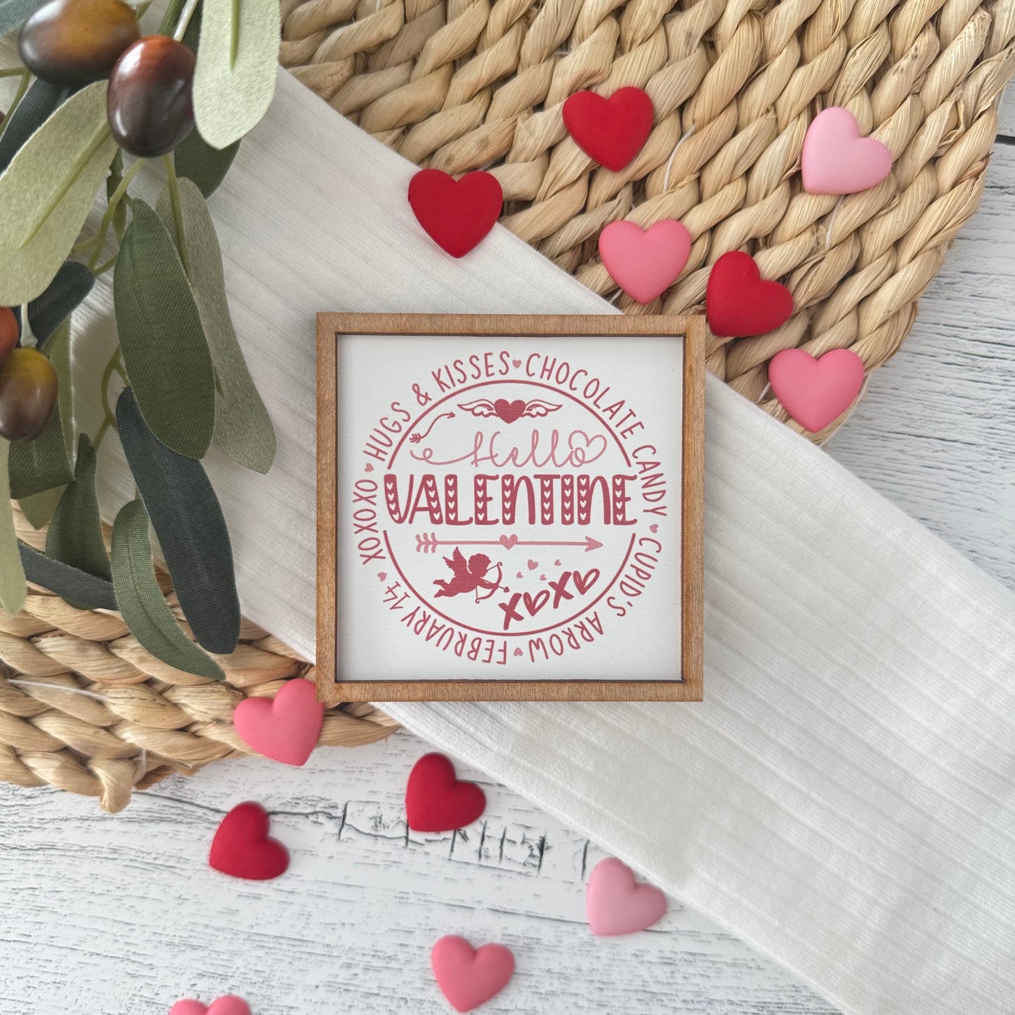 Mini Framed Valentine's Day Sign | Hello Valentine Sign