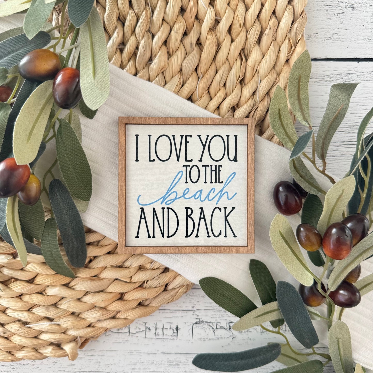 Mini Framed Beach Themed Sign | I Love You To The Beach & Back