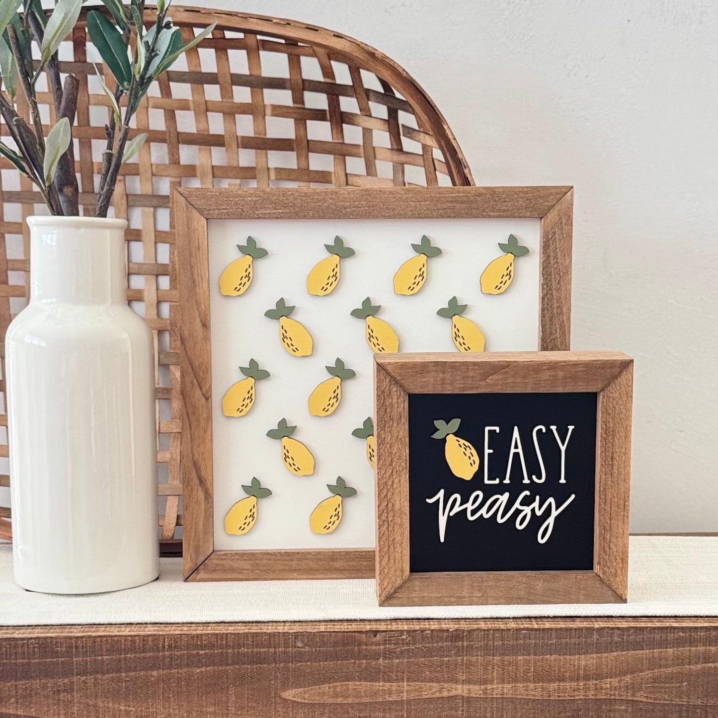 Large Wooden Framed Lemon Themed Sign