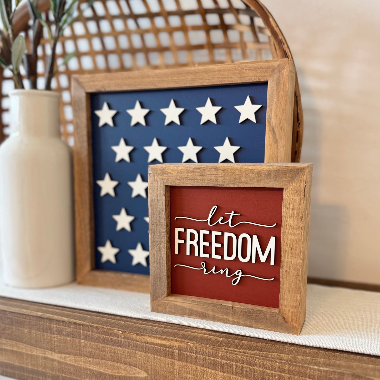 Wooden Framed 4th of July Sign