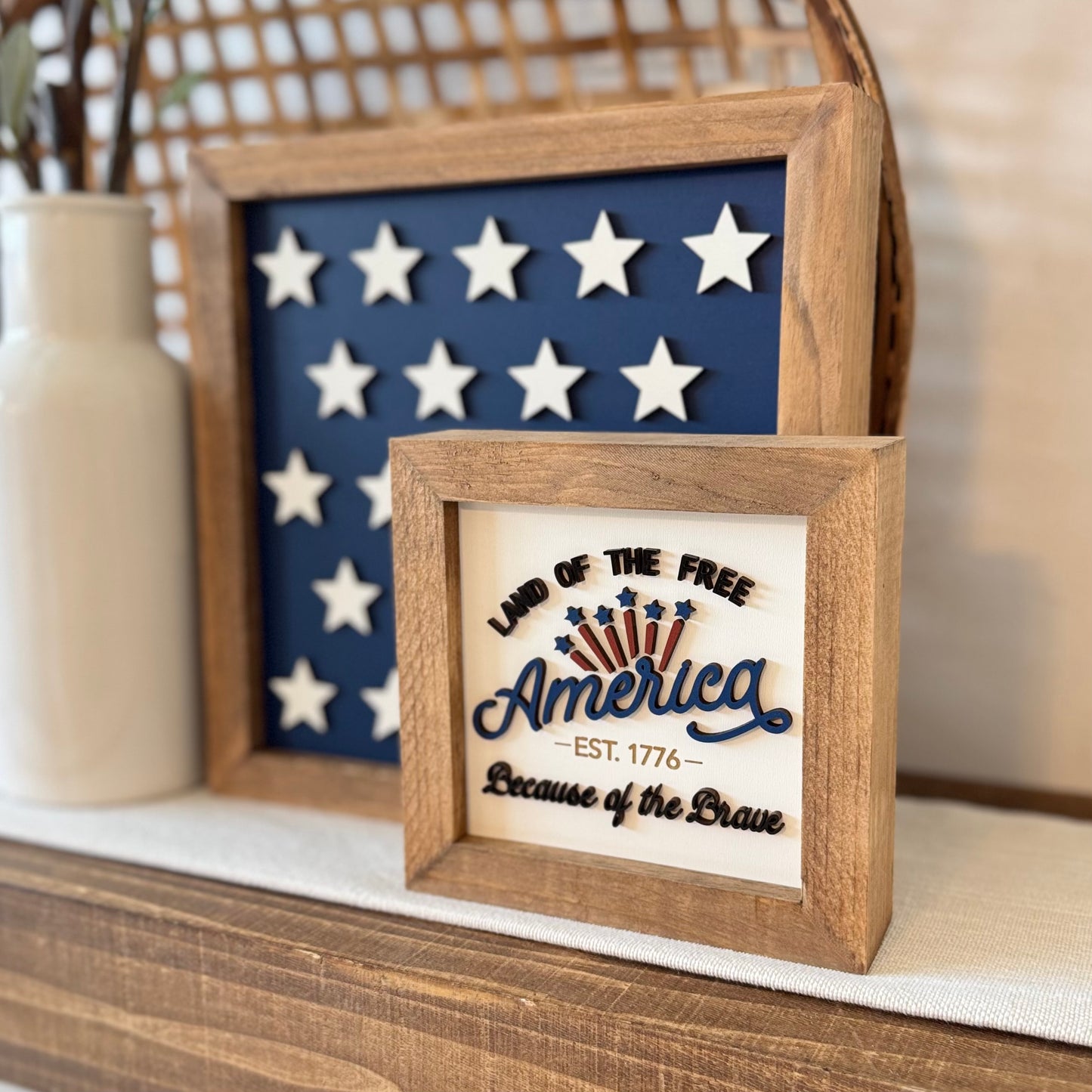 Wooden Framed 4th of July Sign