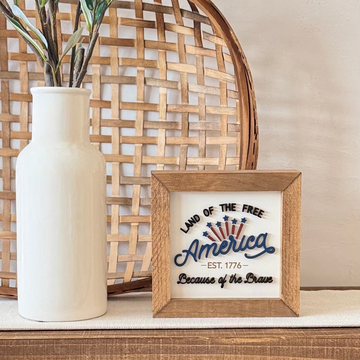 Wooden Framed 4th of July Sign