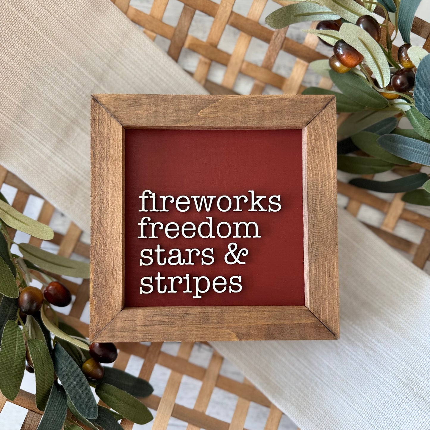 Wooden Framed 4th of July Sign