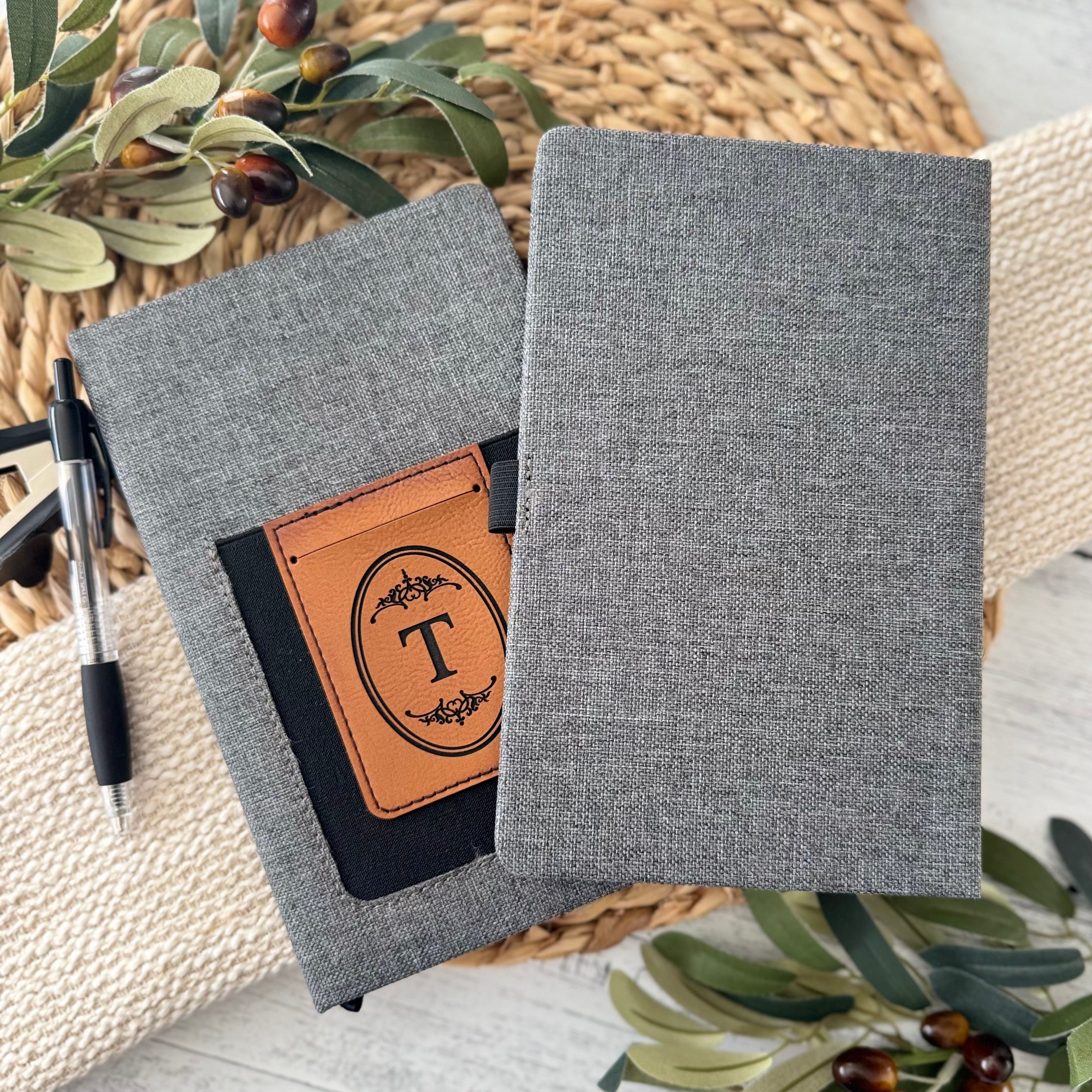 Personalized Leatherette Monogram Notebook with Card & Phone Slot