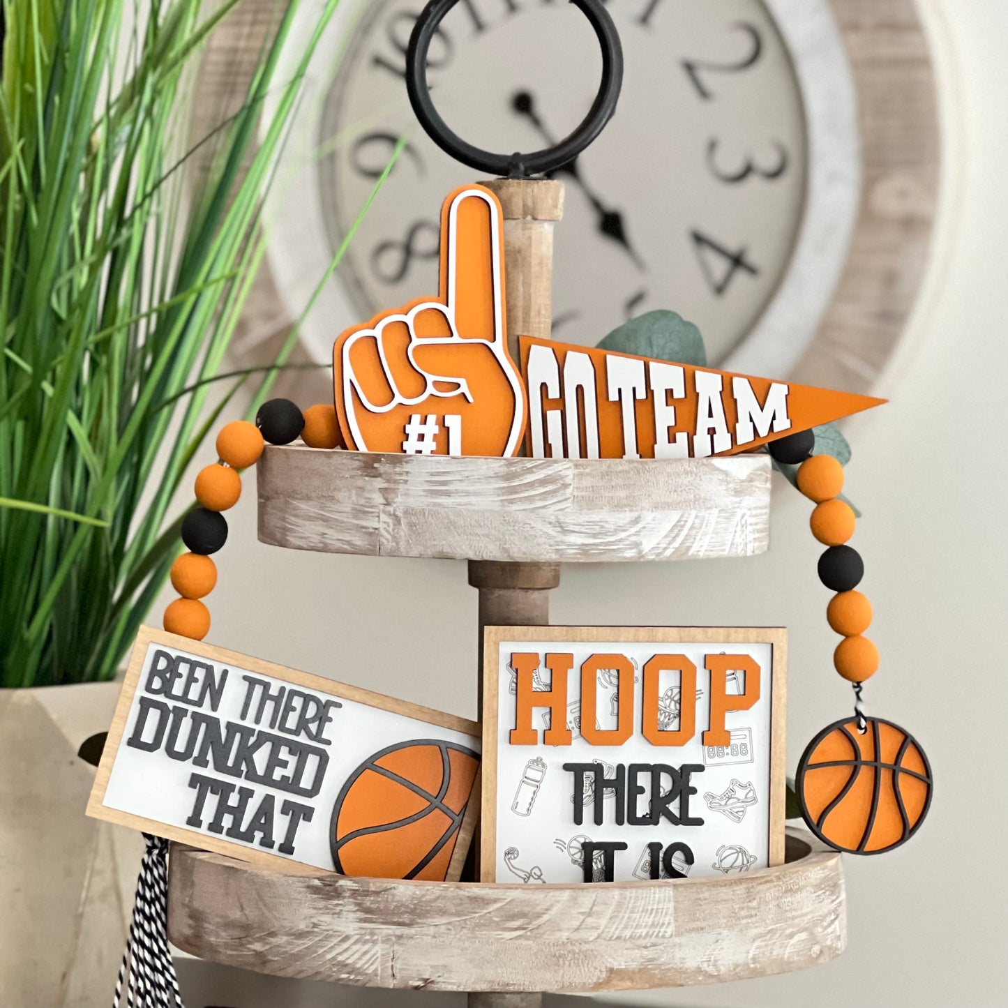 Basketball Themed Tiered Tray Decor Bundle