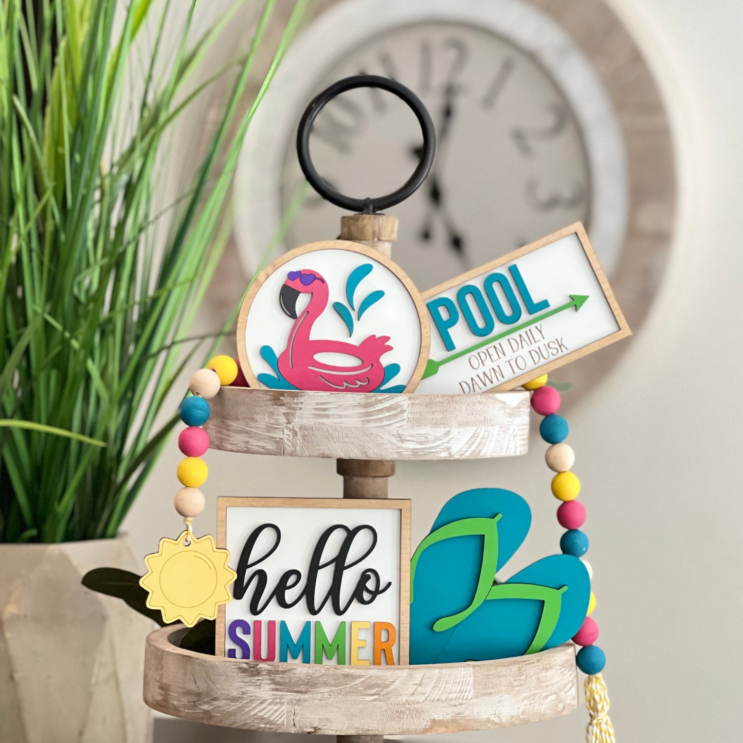 Pool/Summer Themed Tiered Tray Decor Bundle