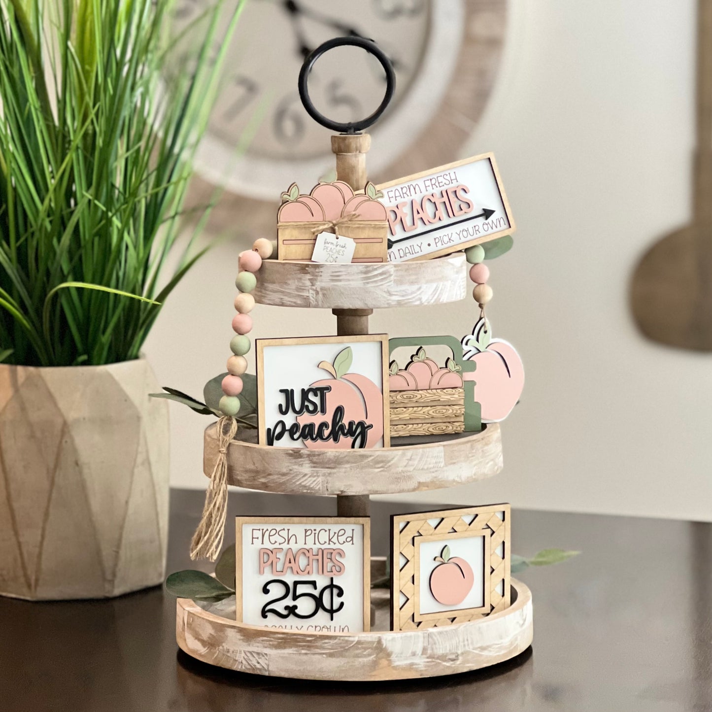 Peach Themed Wooden Bead Garland