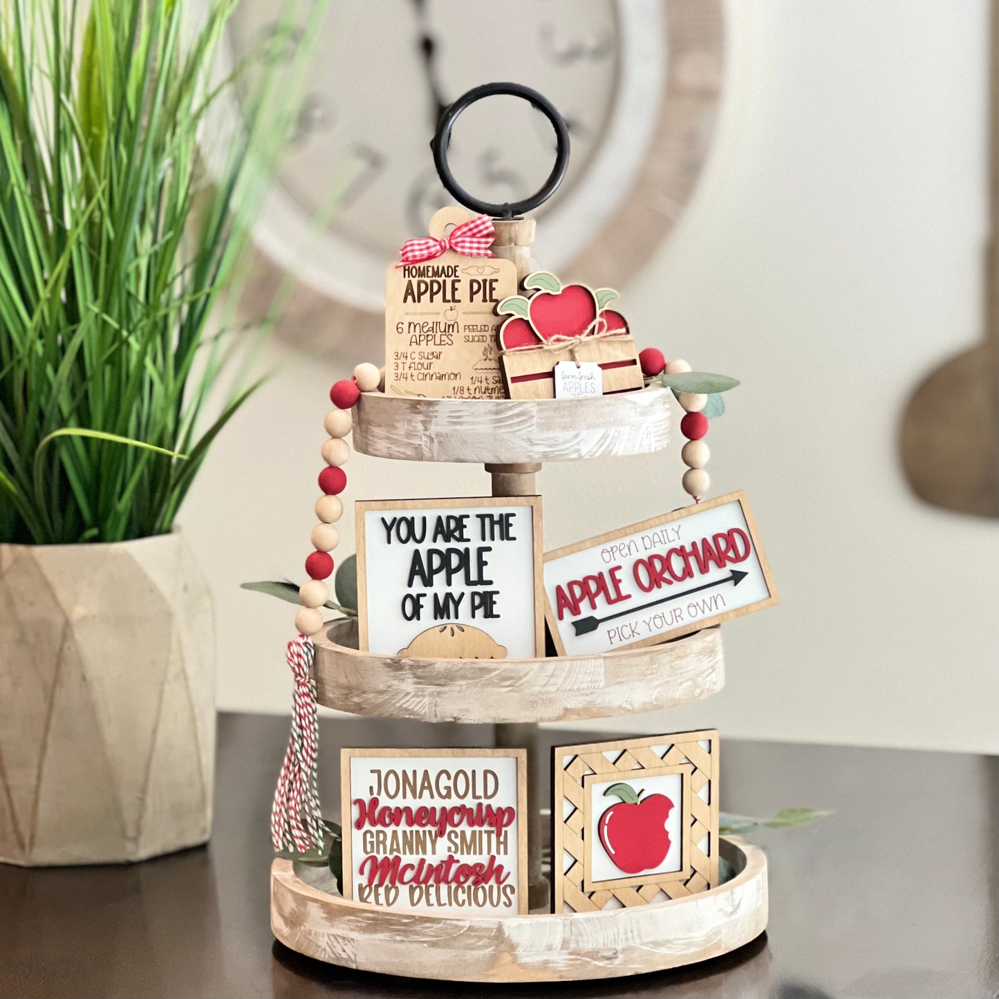 Apple Themed Wooden Bead Garland