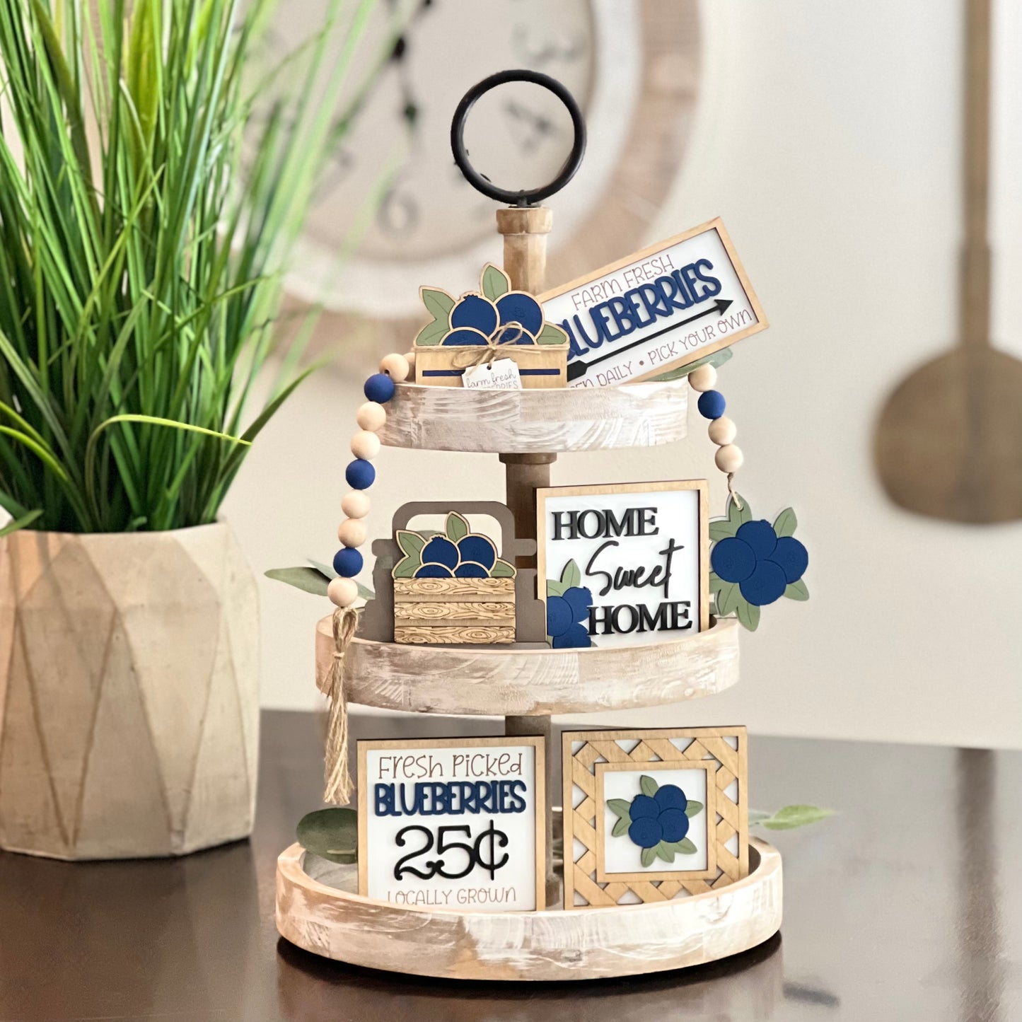 Blueberry Themed Wooden Bead Garland