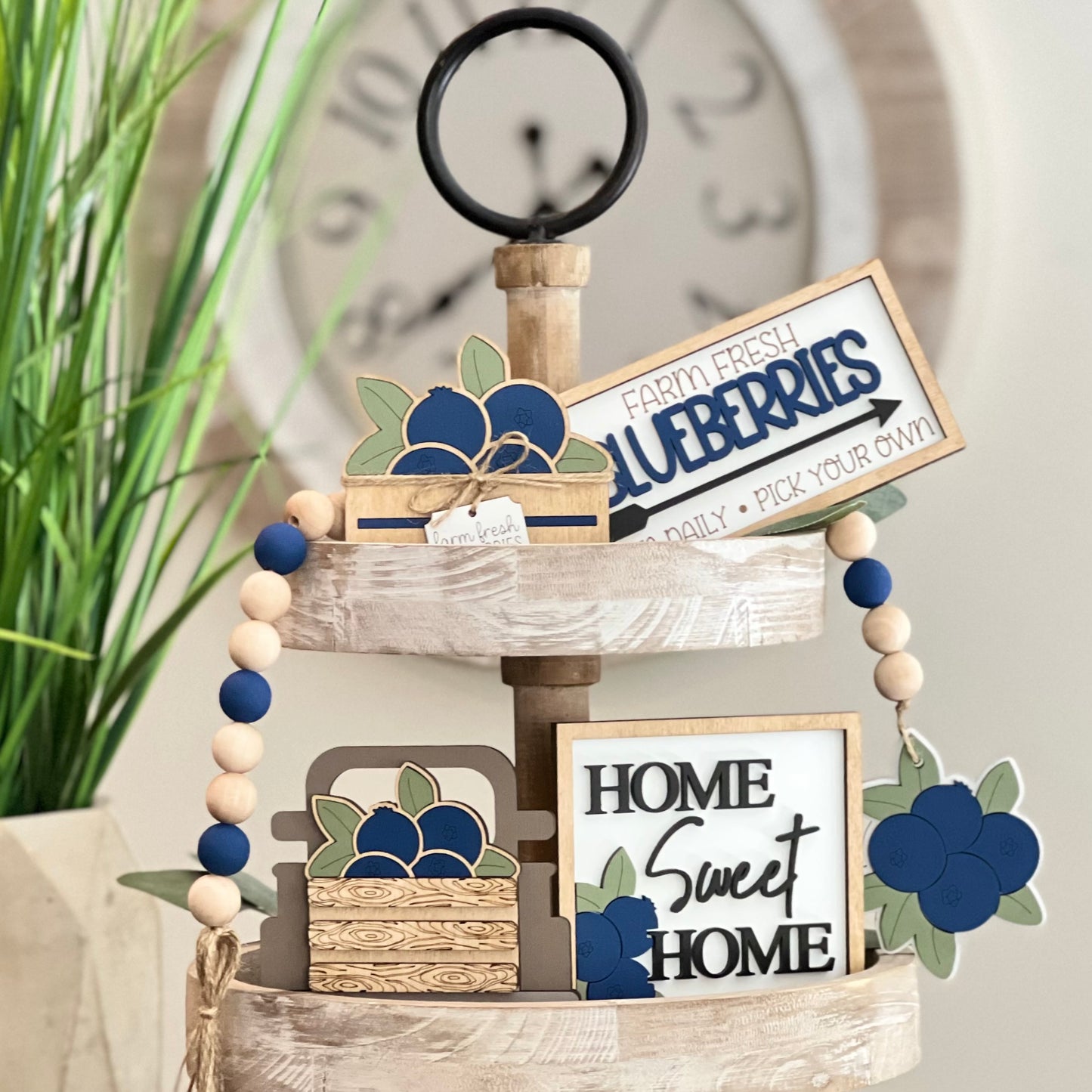 Blueberry Themed Tiered Tray Decor Bundle