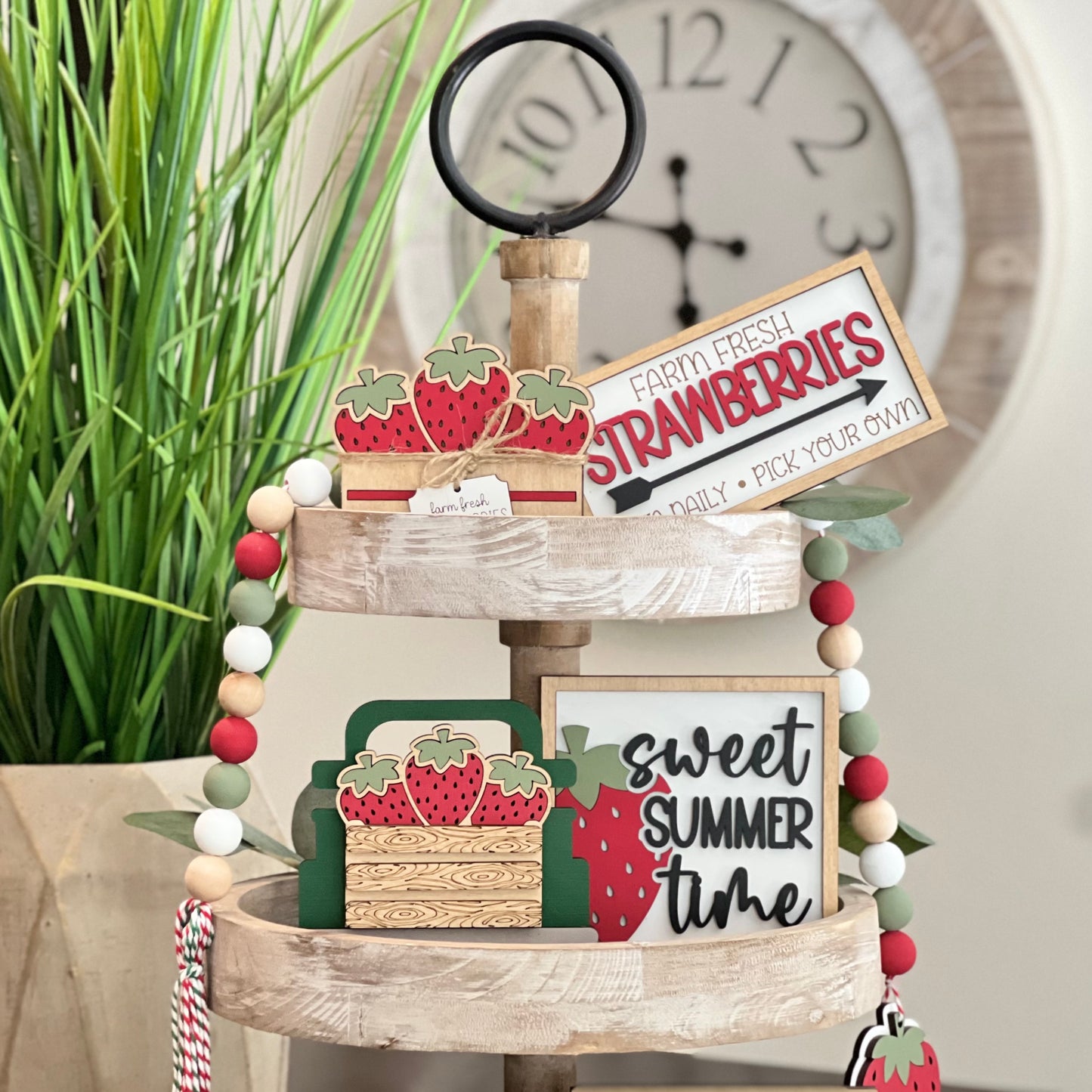 Strawberry Themed Tiered Tray Decor Bundle