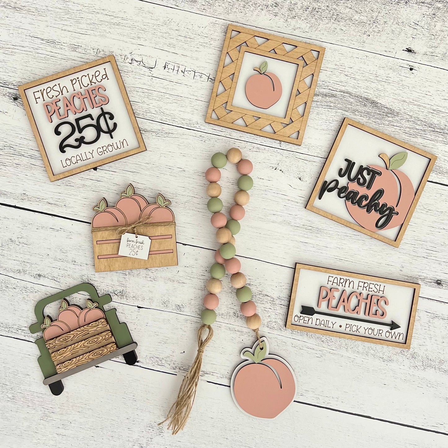 Peach Themed Tiered Tray Decor Bundle