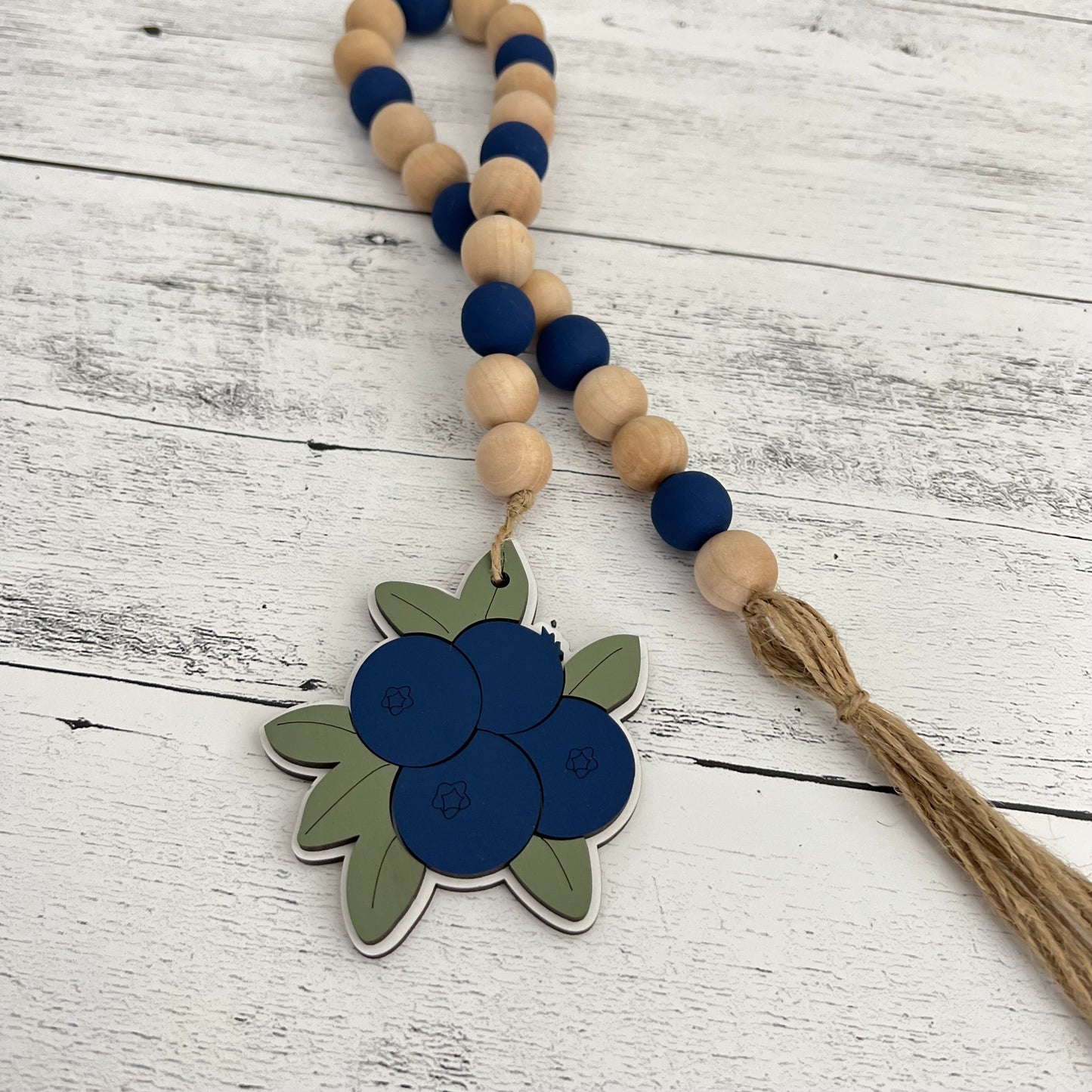 Blueberry Themed Wooden Bead Garland