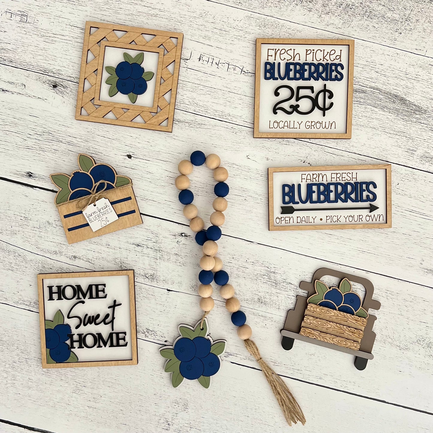 Blueberry Themed Tiered Tray Decor Bundle