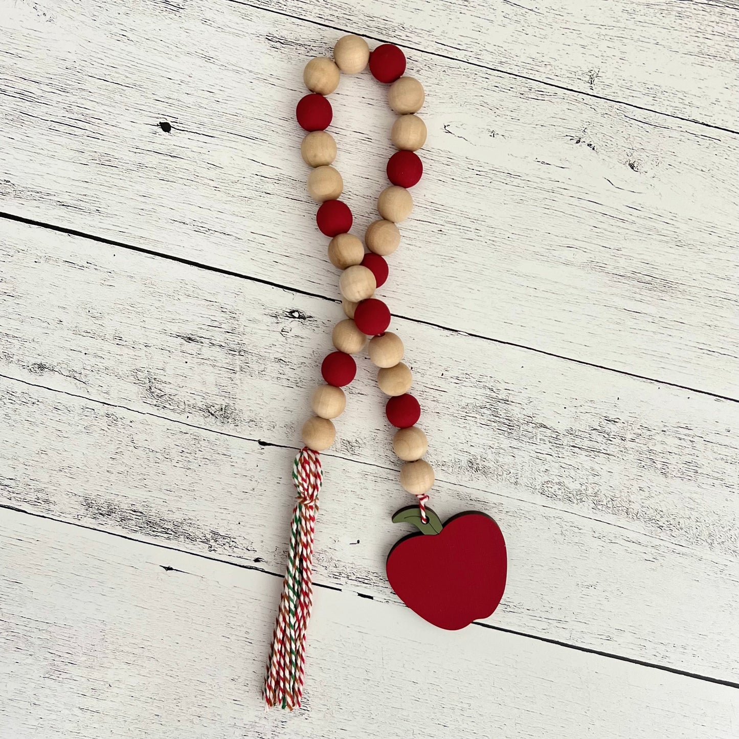 Apple Themed Wooden Bead Garland