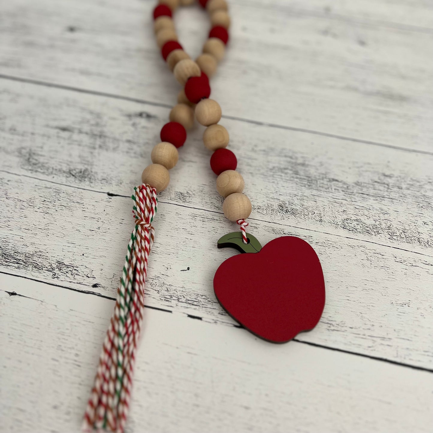 Apple Themed Wooden Bead Garland