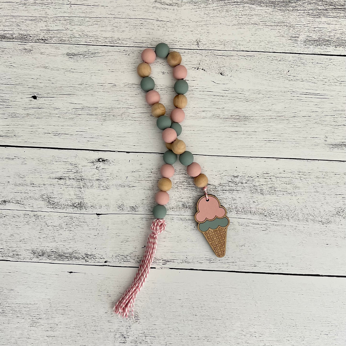 Ice Cream Themed Wooden Bead Garland