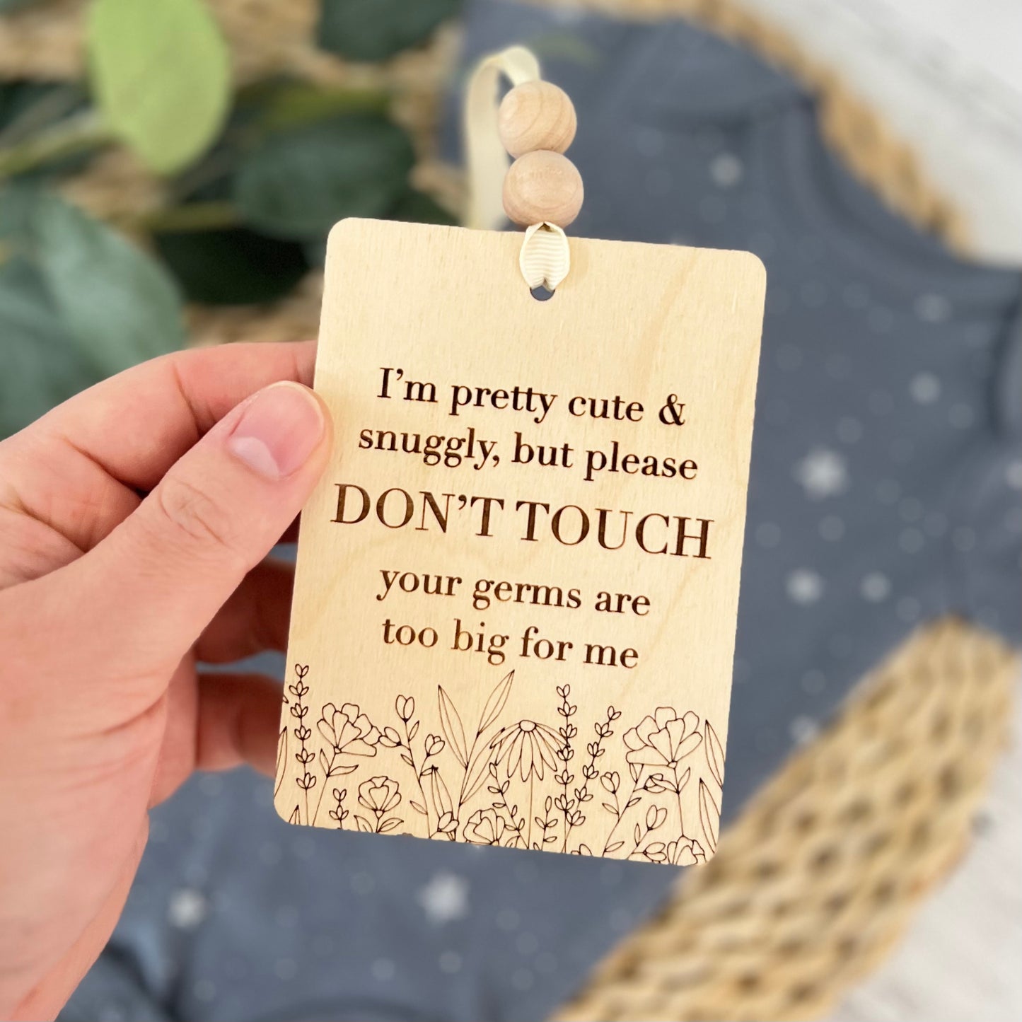 Please Don't Touch Baby Germs Sign | Baby Stroller Tag | Baby Germ Carrier Tag