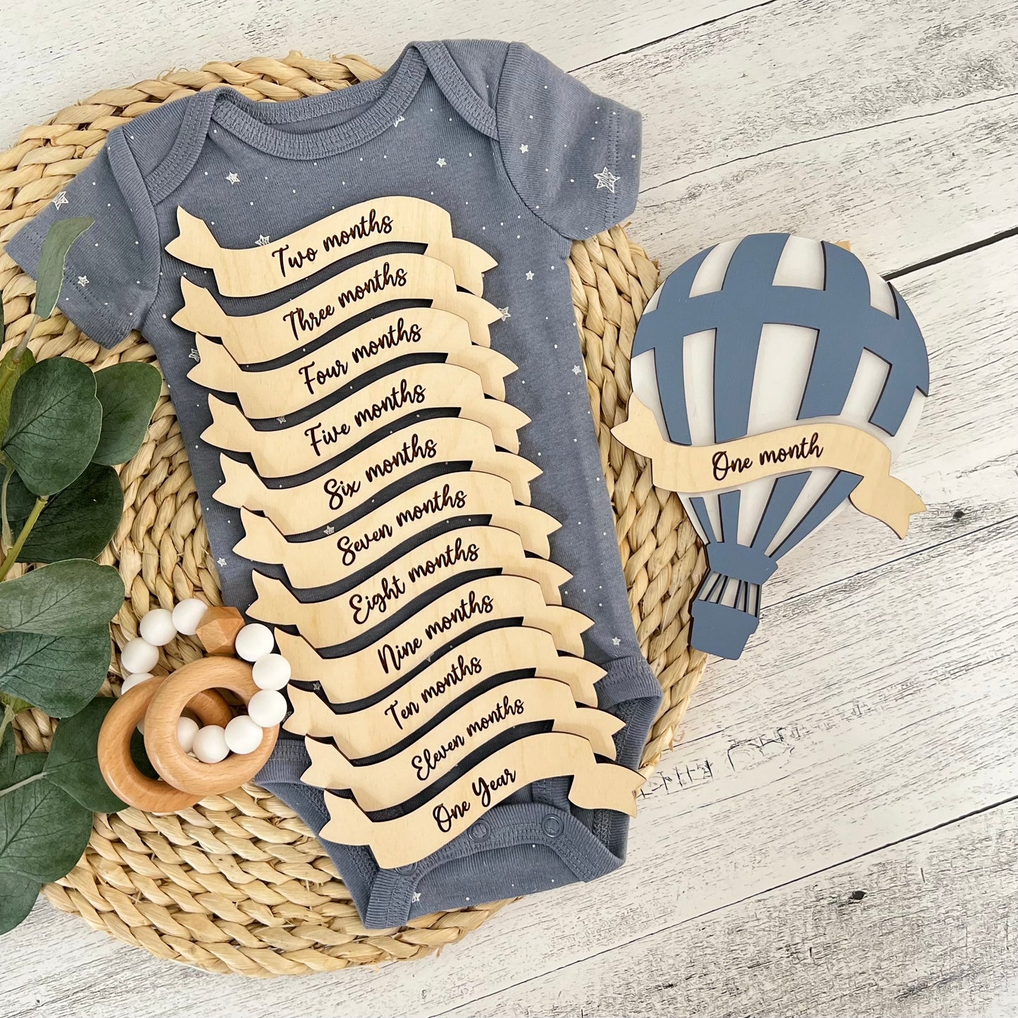 Hot Air Balloon Baby Monthly Milestone Set