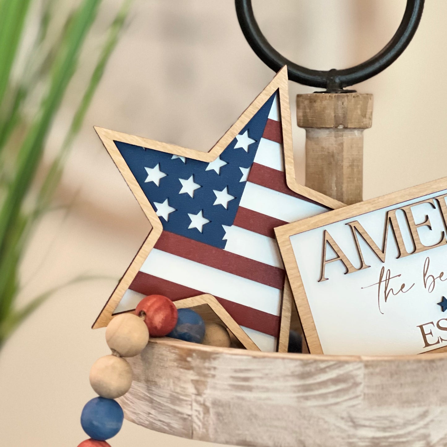 Patriotic Wooden Decorative Stars
