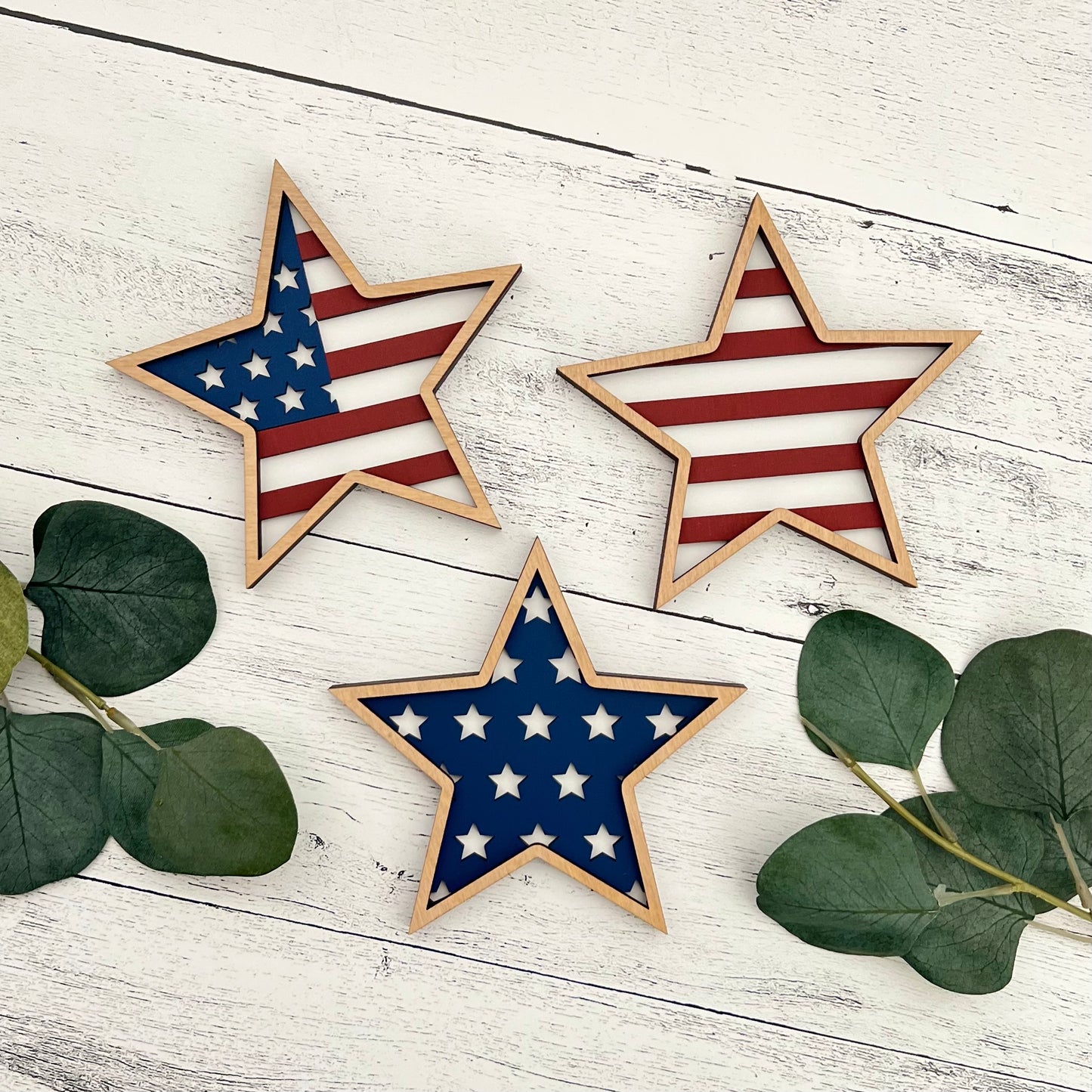 Patriotic Wooden Decorative Stars