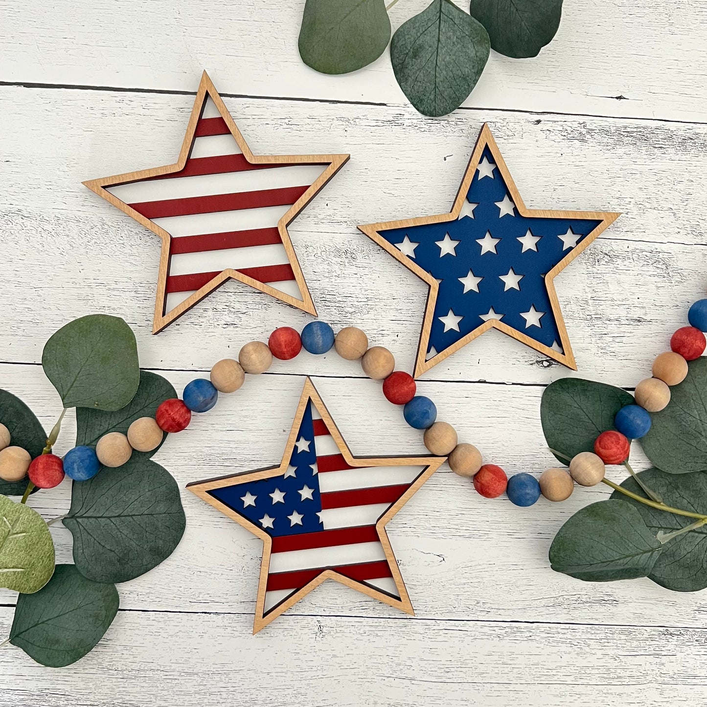 Patriotic Wooden Decorative Stars