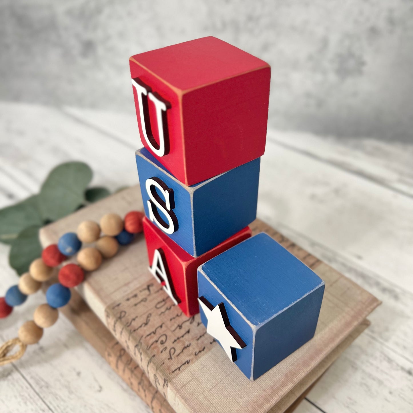 SET | Patriotic USA Wooden Blocks