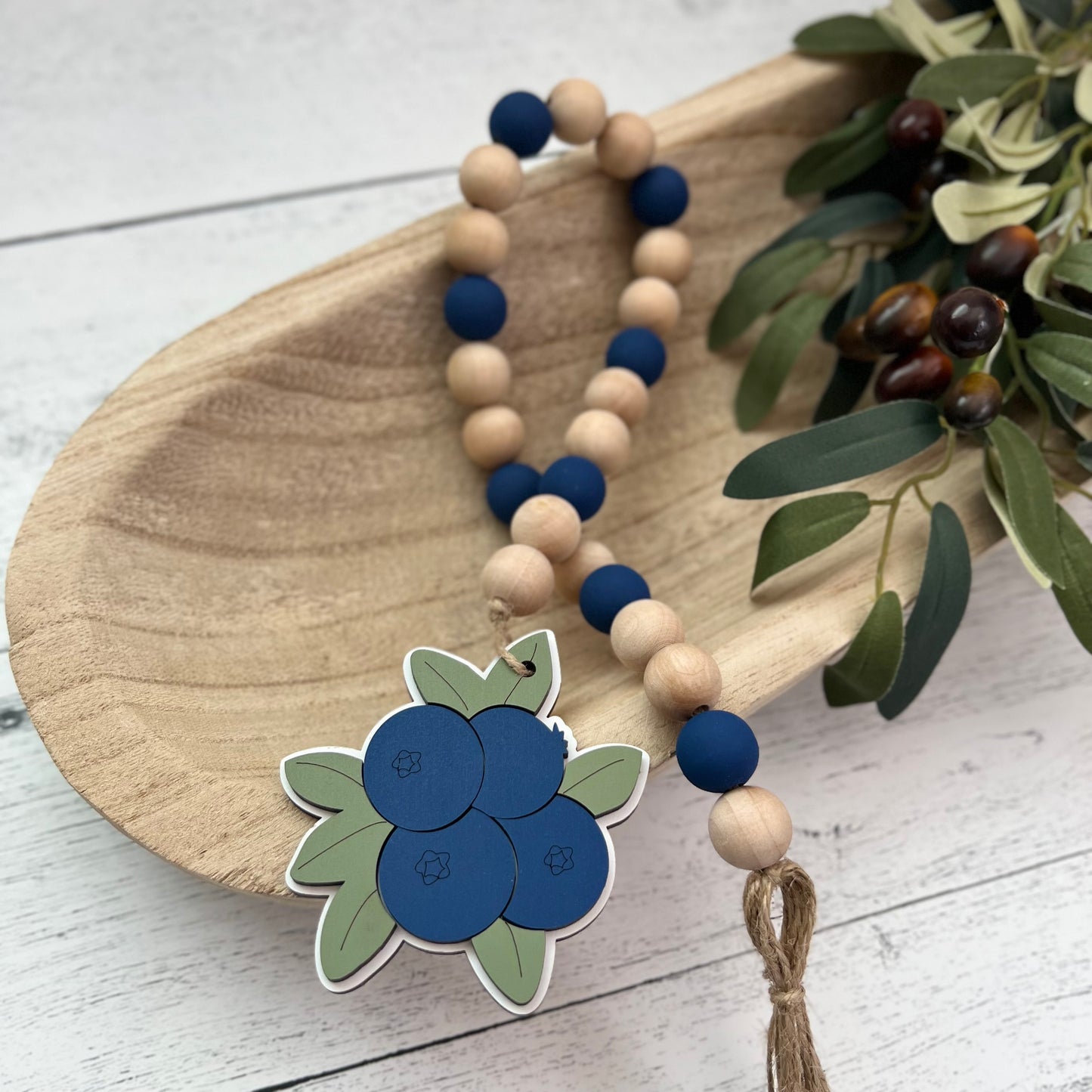 Blueberry Themed Wooden Bead Garland