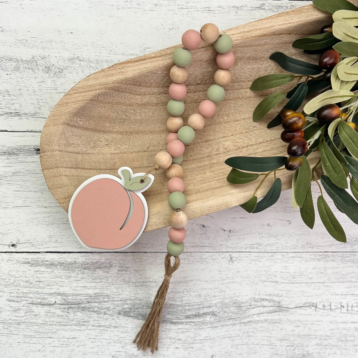 Peach Themed Wooden Bead Garland