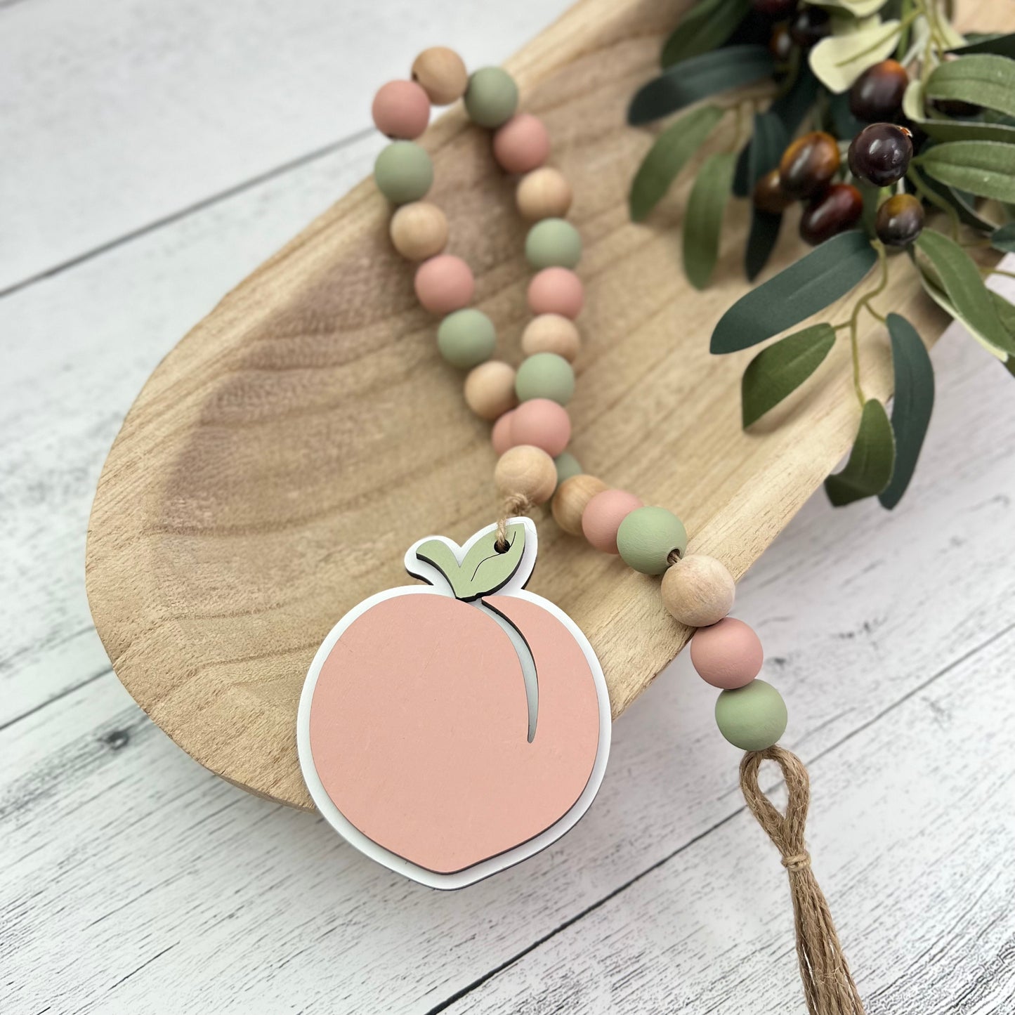 Peach Themed Wooden Bead Garland