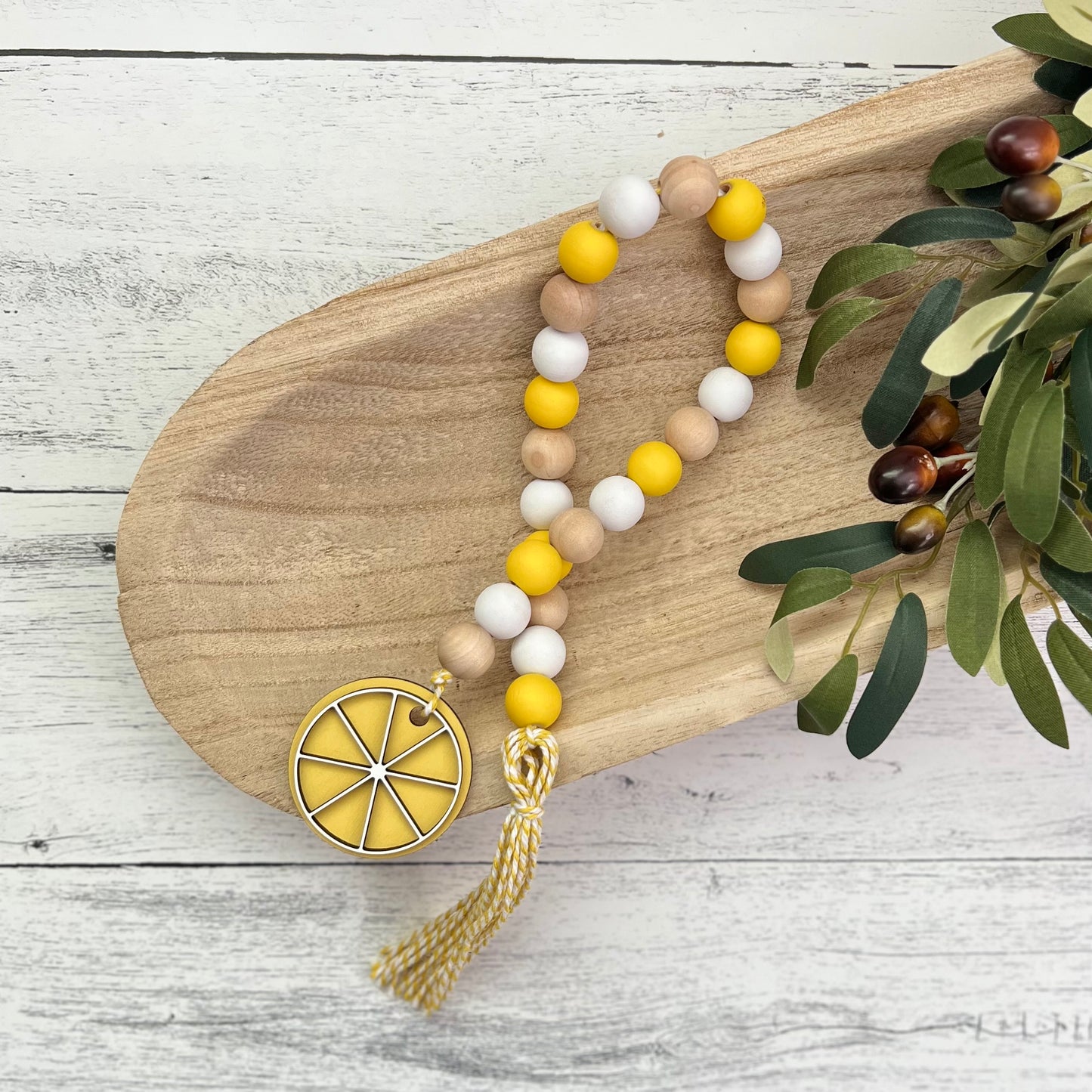 Lemon Themed Wooden Bead Garland