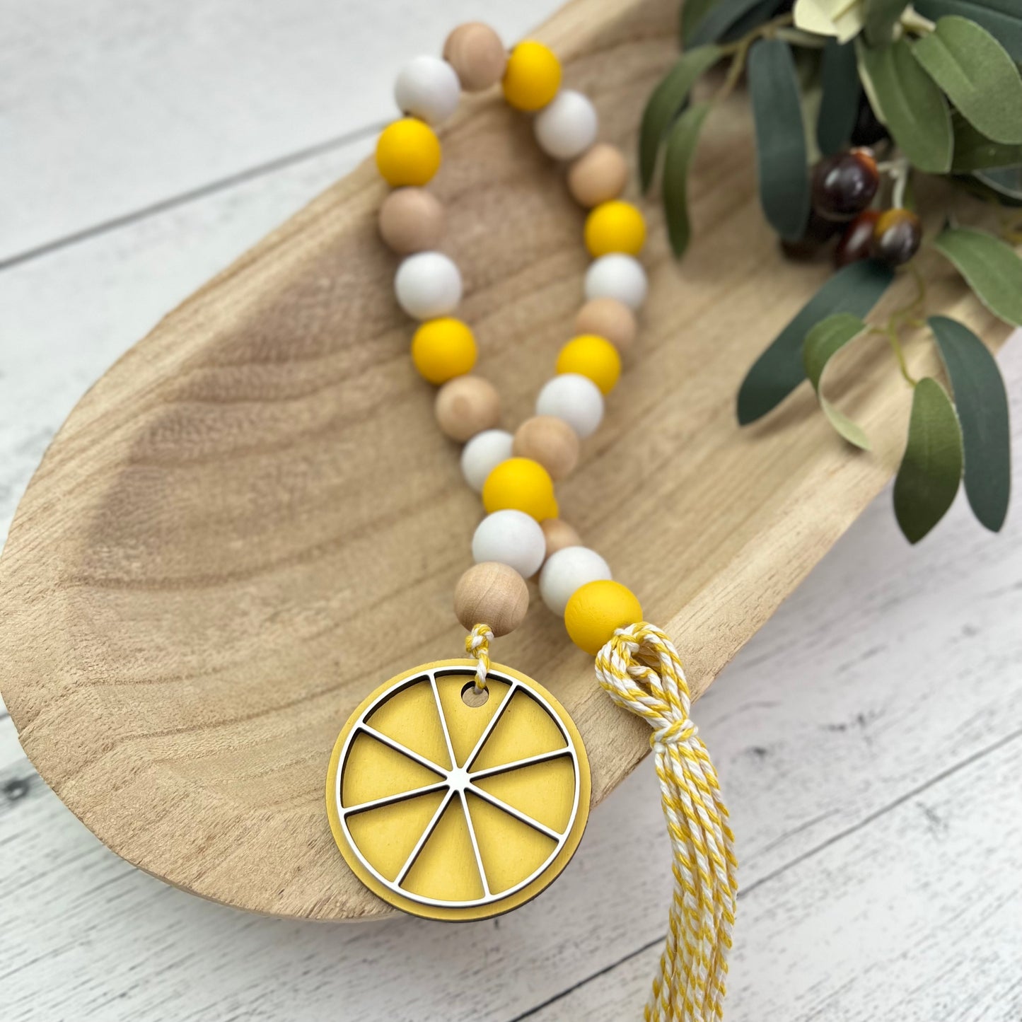 Lemon Themed Wooden Bead Garland
