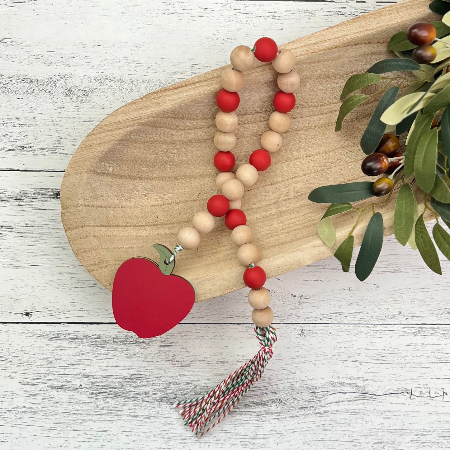 Apple Themed Wooden Bead Garland
