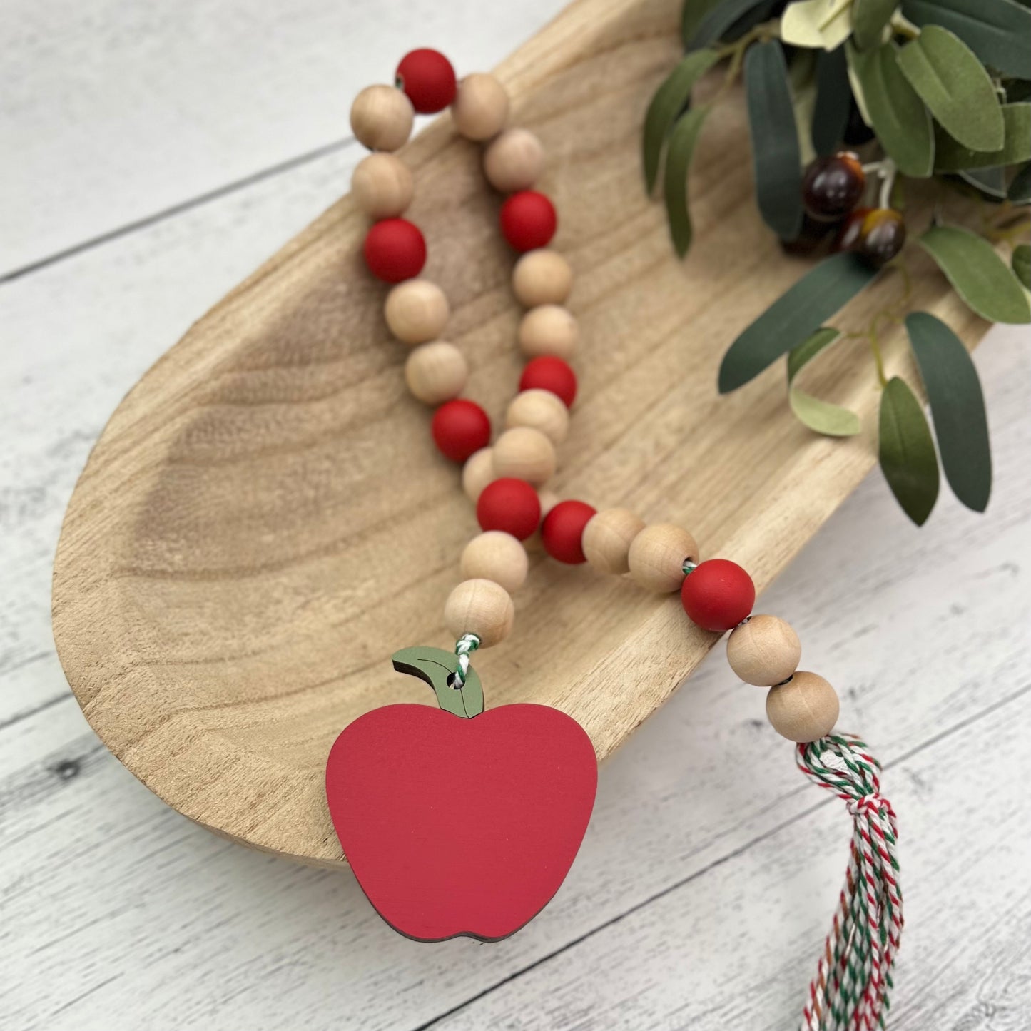 Apple Themed Wooden Bead Garland