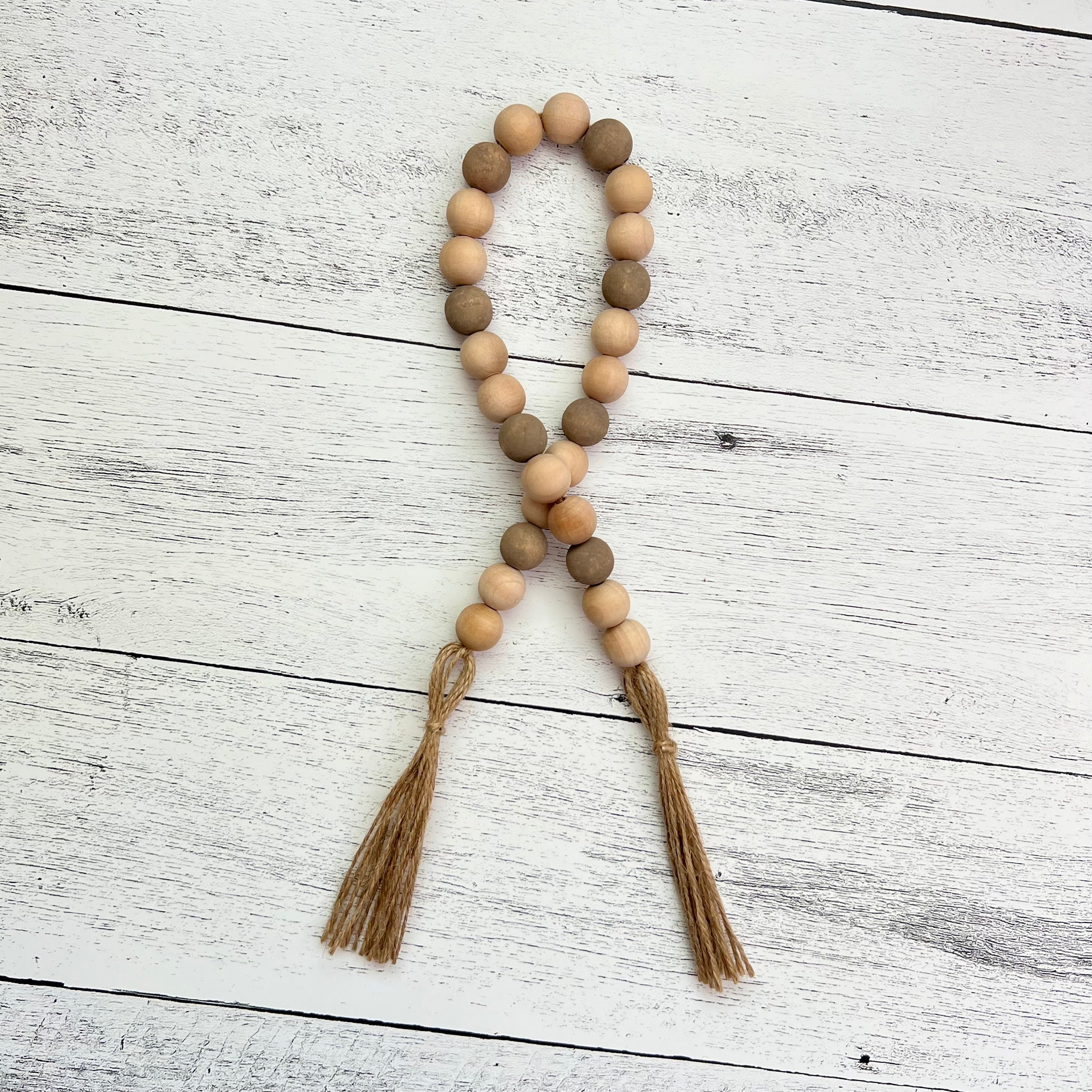 Neutral Farmhouse Wooden Bead Garland