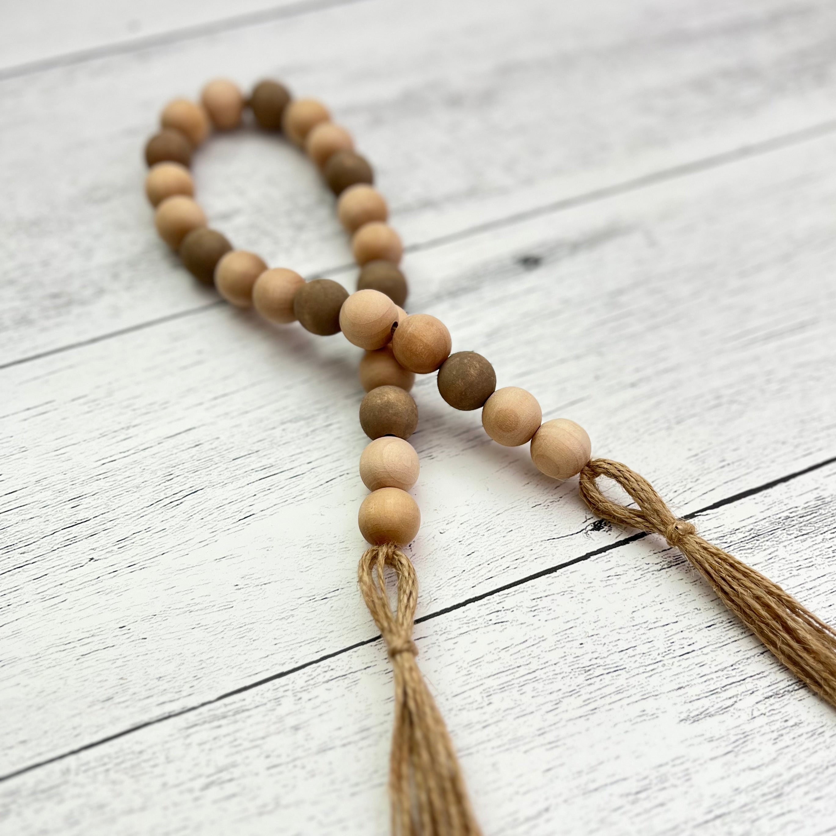 Neutral Farmhouse Wooden Bead Garland