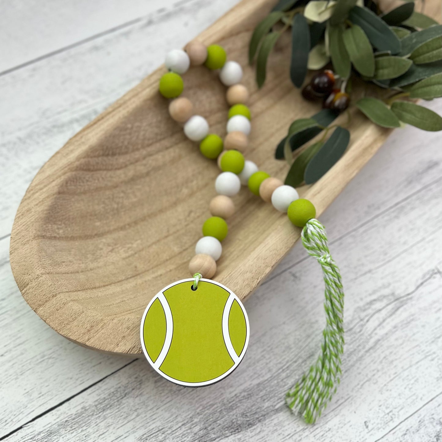 Tennis Themed Wooden Bead Garland