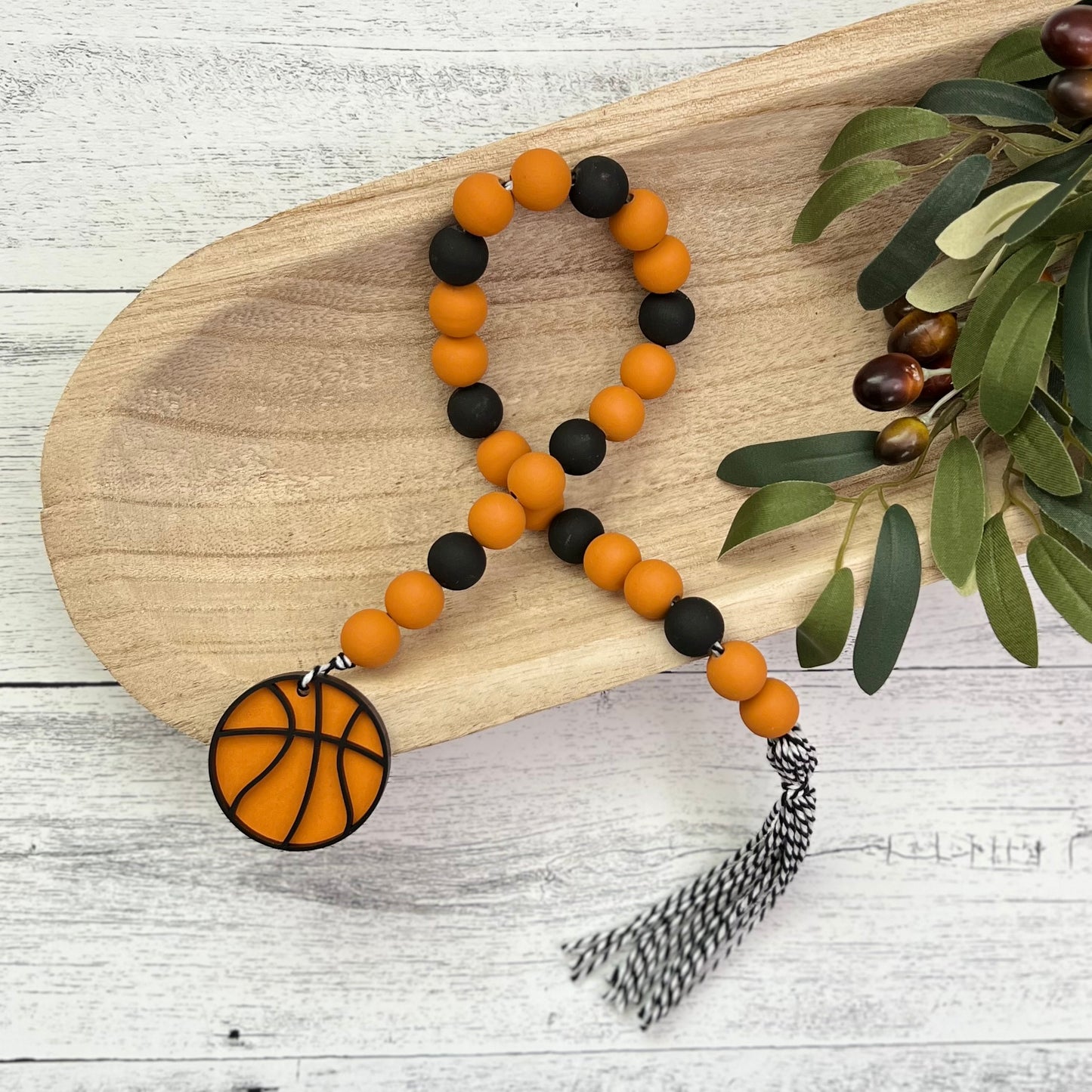 Basketball Themed Wooden Bead Garland