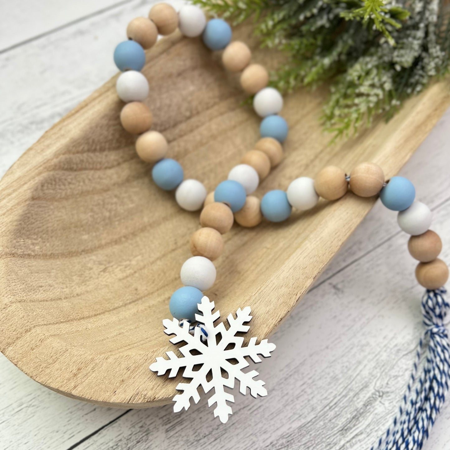 Winter/Snow Themed Wooden Bead Garland