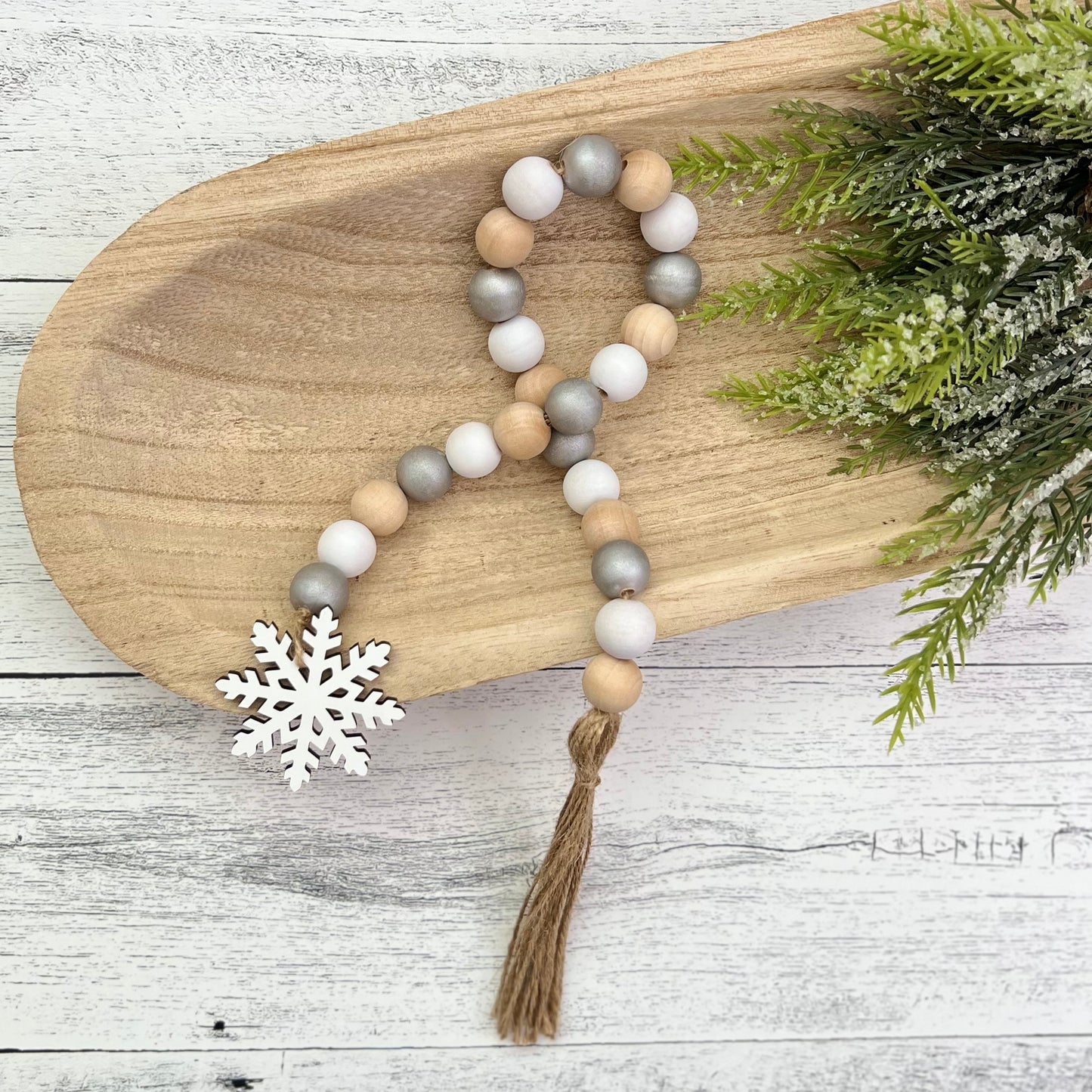 Classic Winter Themed Wooden Bead Garland