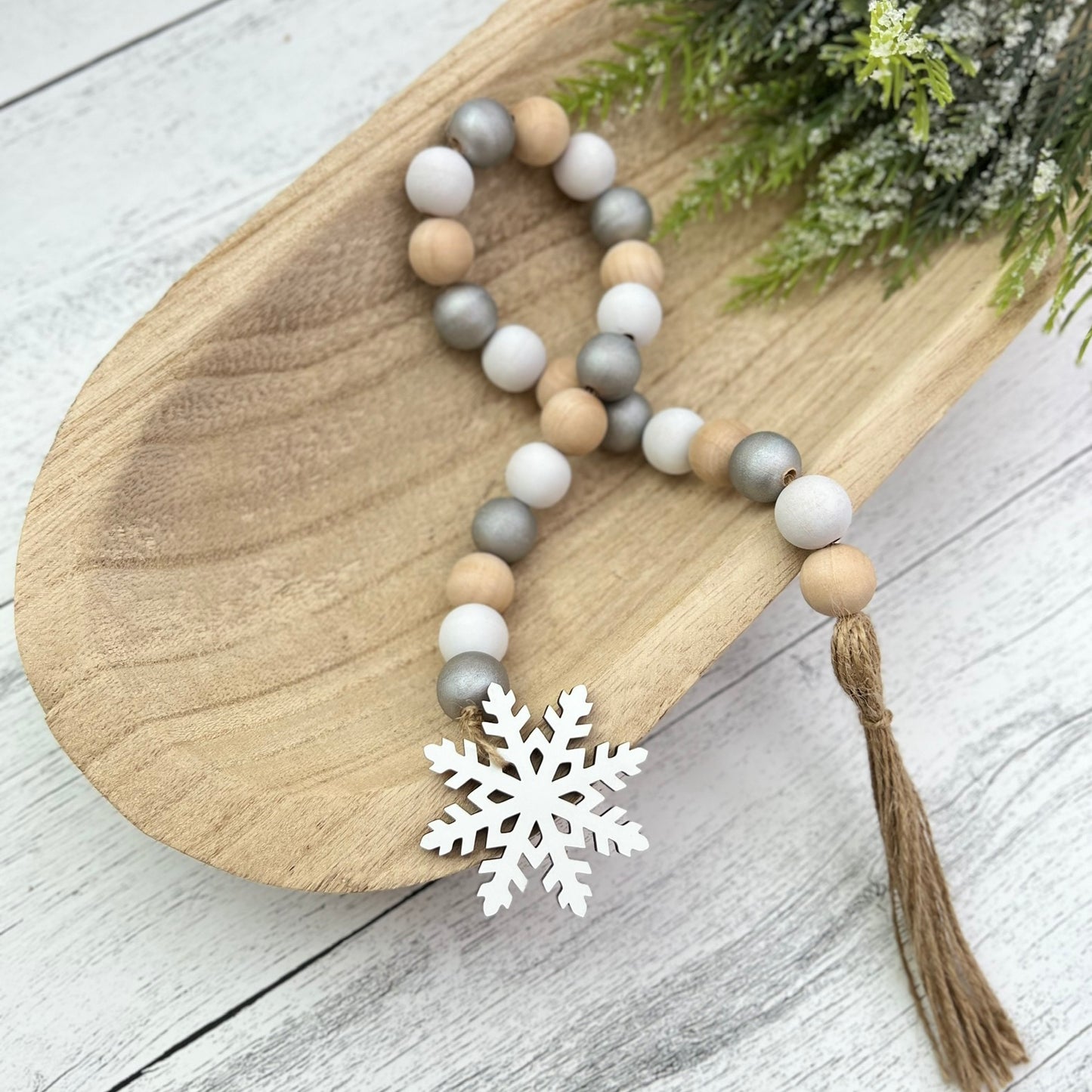 Classic Winter Themed Wooden Bead Garland
