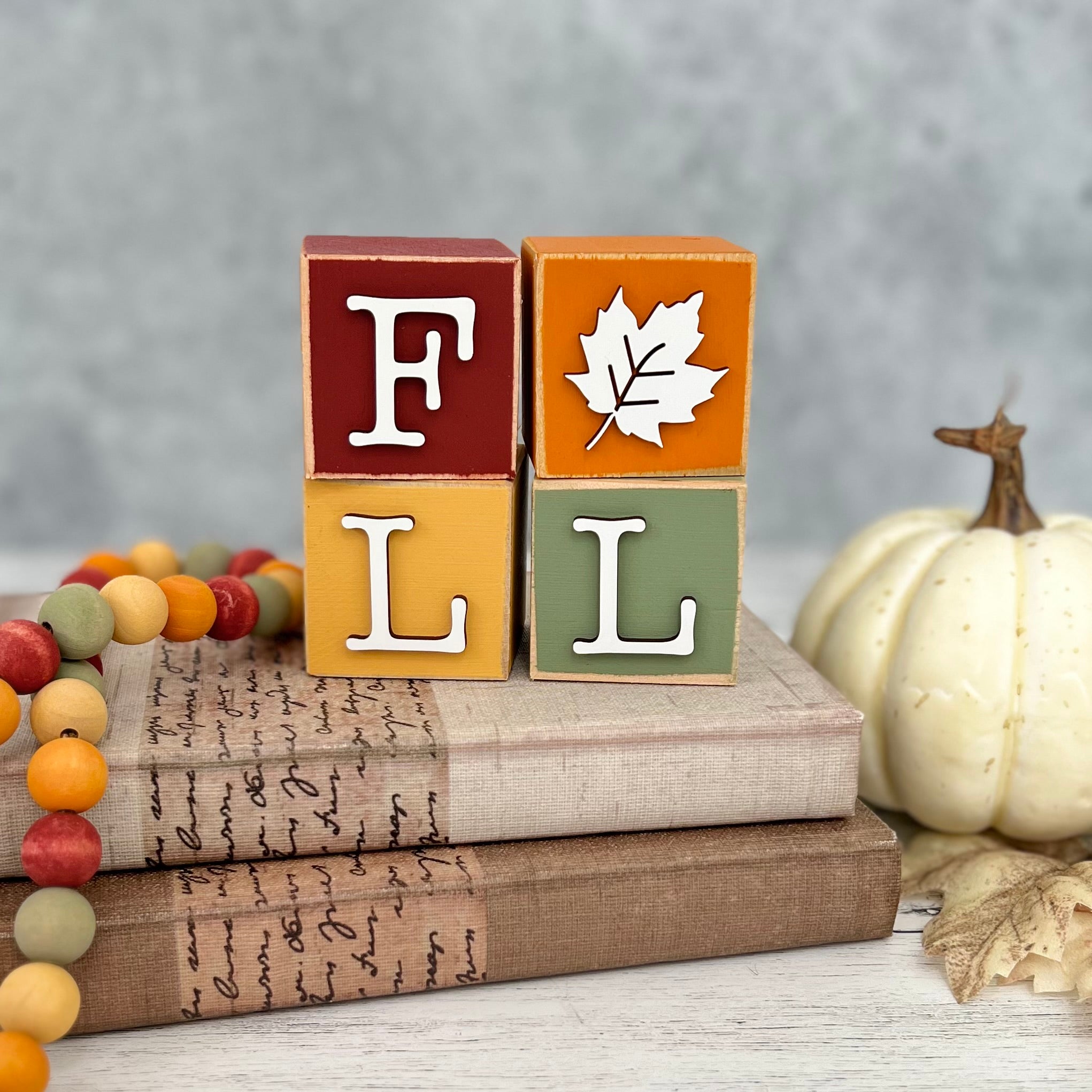 SET | Fall Stacking Word Wooden Blocks