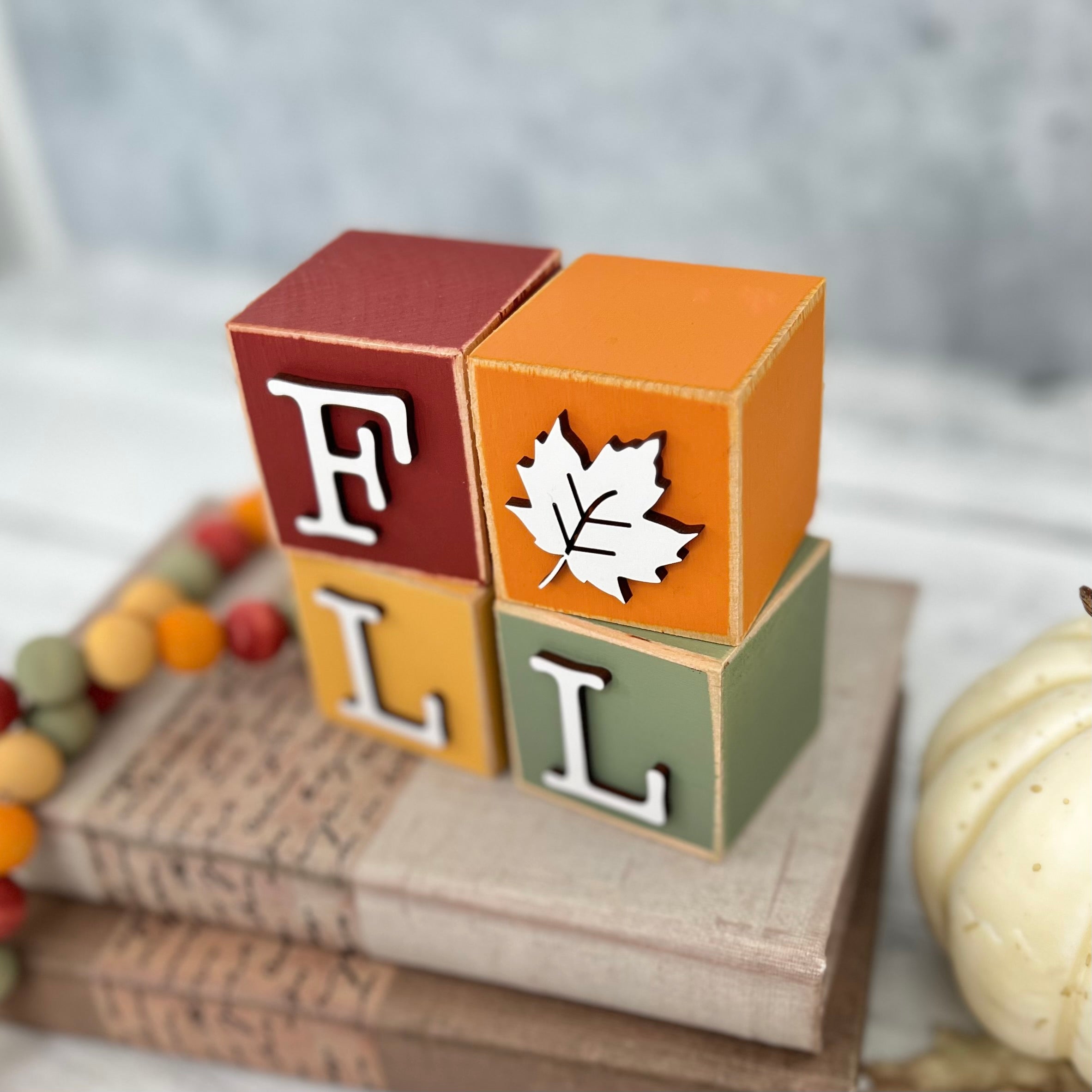 SET | Fall Stacking Word Wooden Blocks