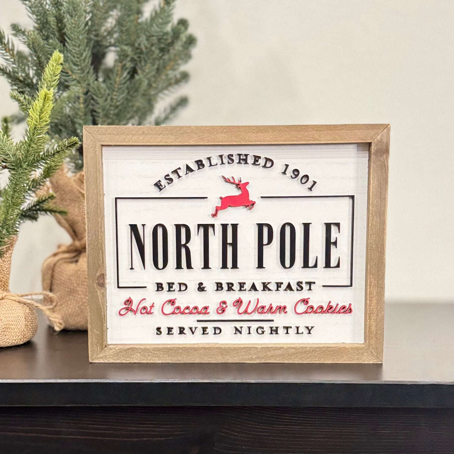 Wooden Framed Christmas Sign