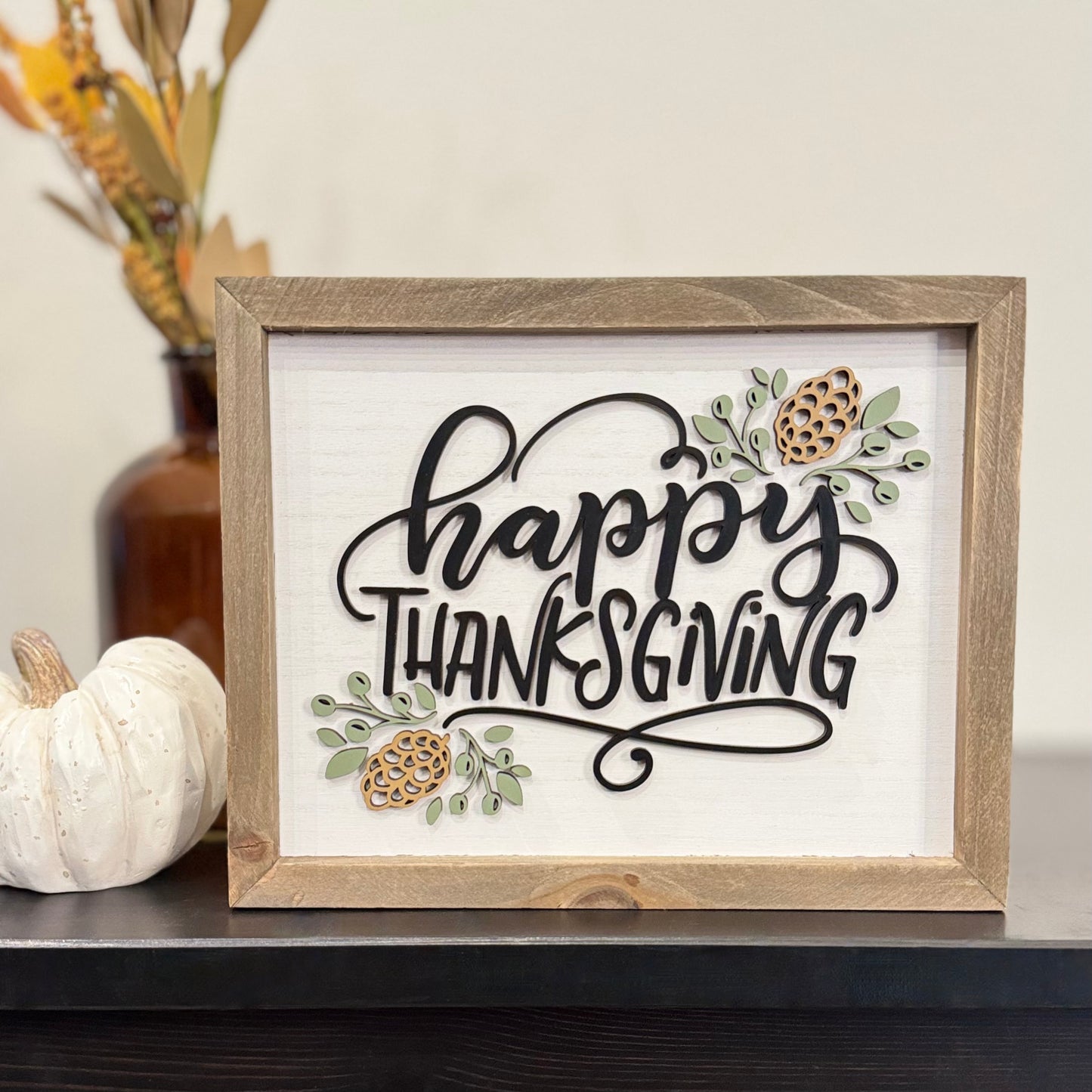 Wooden Framed Thanksgiving/Fall Sign